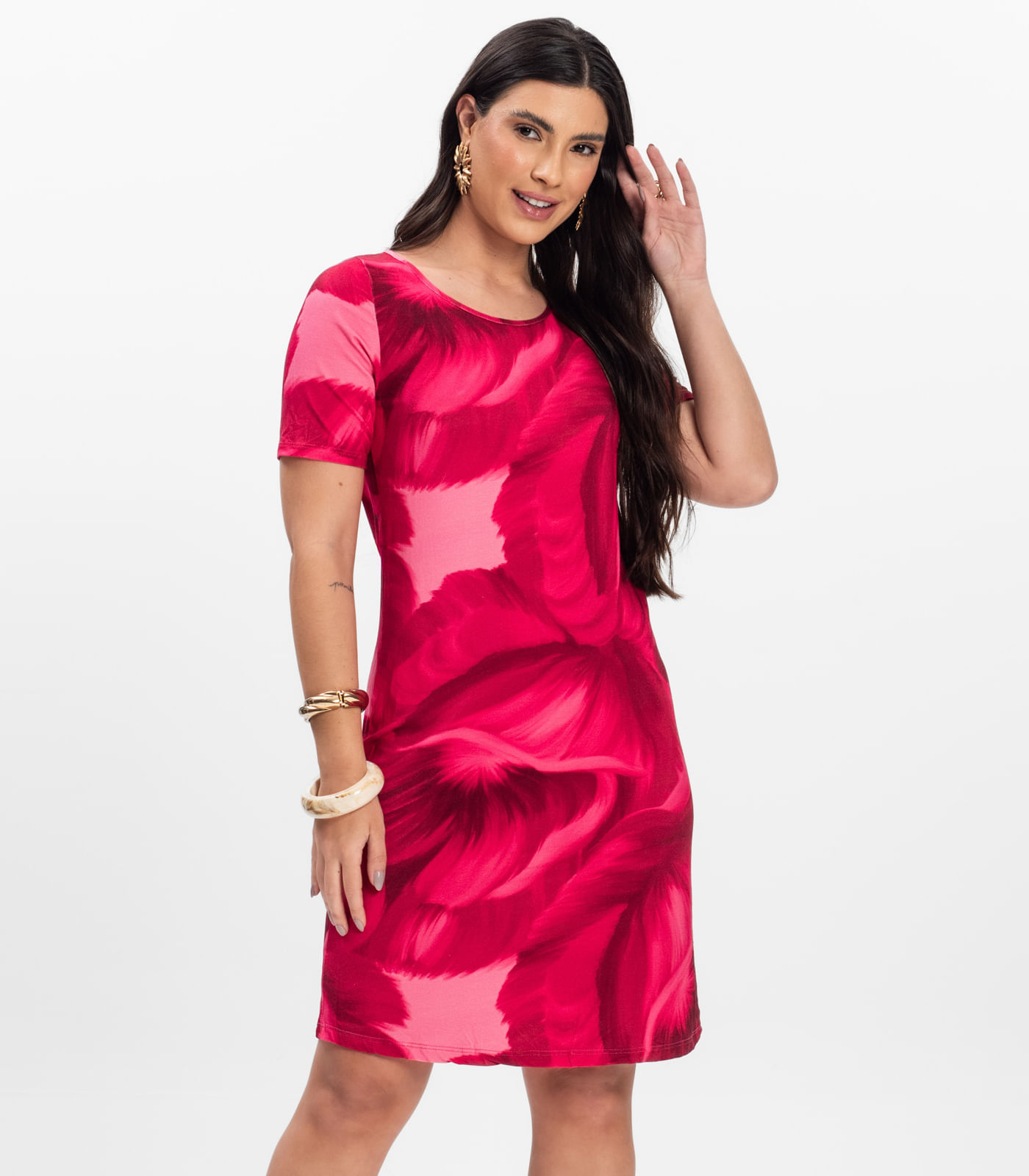 Vestido Curto Estampado Rovitex Rosa - Imagem 20