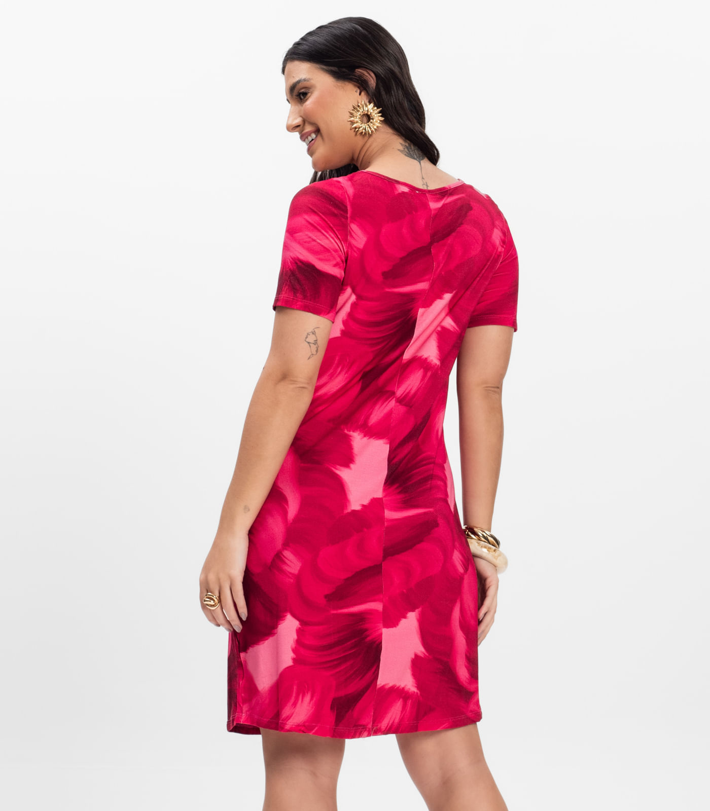 Vestido Curto Estampado Rovitex Rosa - Imagem 21