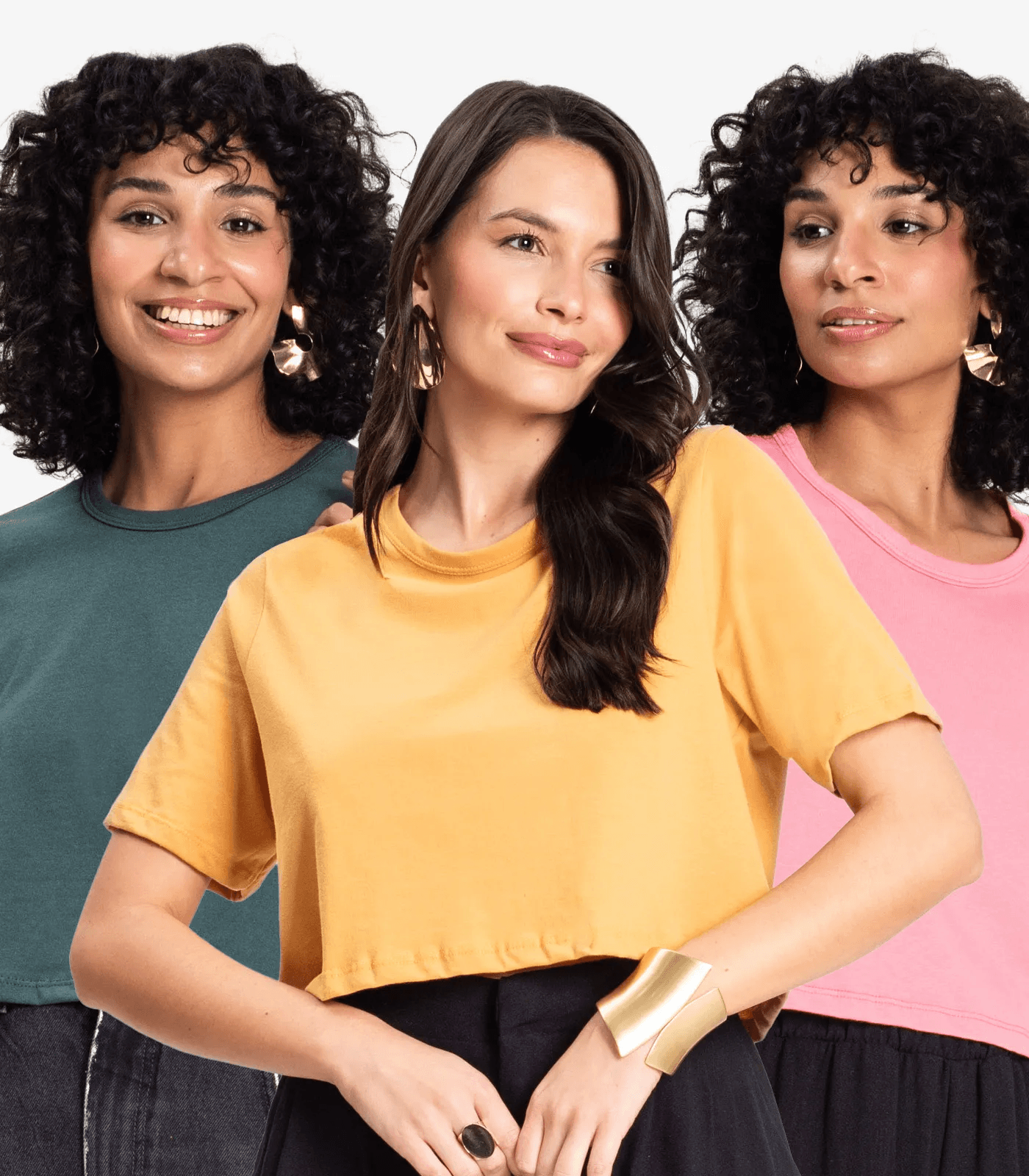 Kit 3 Blusas Cropped Lisas Select Sortidas