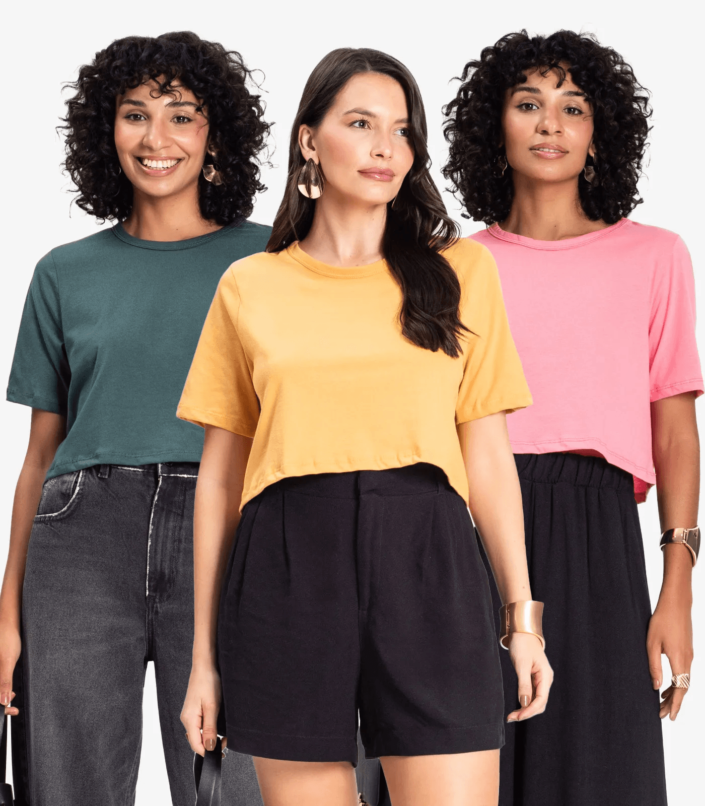 Kit 3 Blusas Cropped Lisas Select Sortidas - Imagem 2