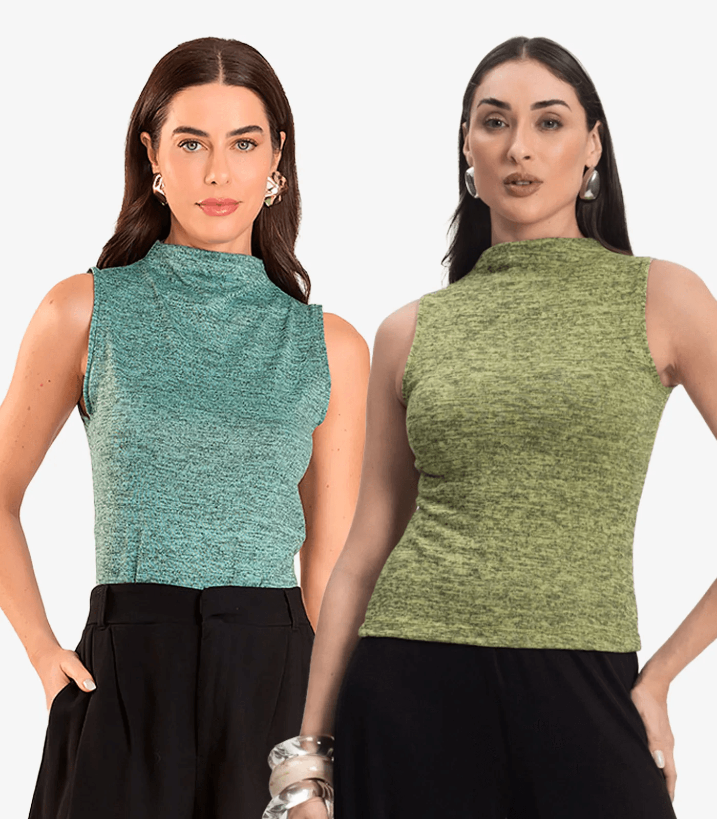 Kit 2 Regatas Femininas Com Gola Infinita Cor Sortidas