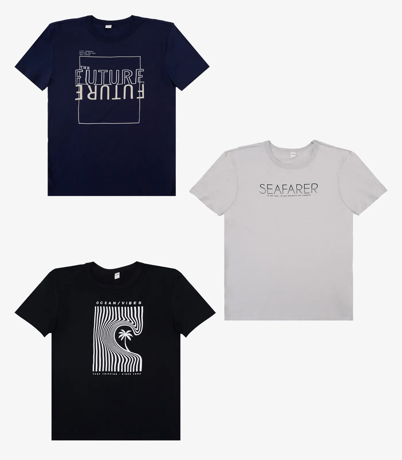 Kit 3 Camisetas Adulto Masculino em Meia Malha Rovitex Sortido - Imagem 5