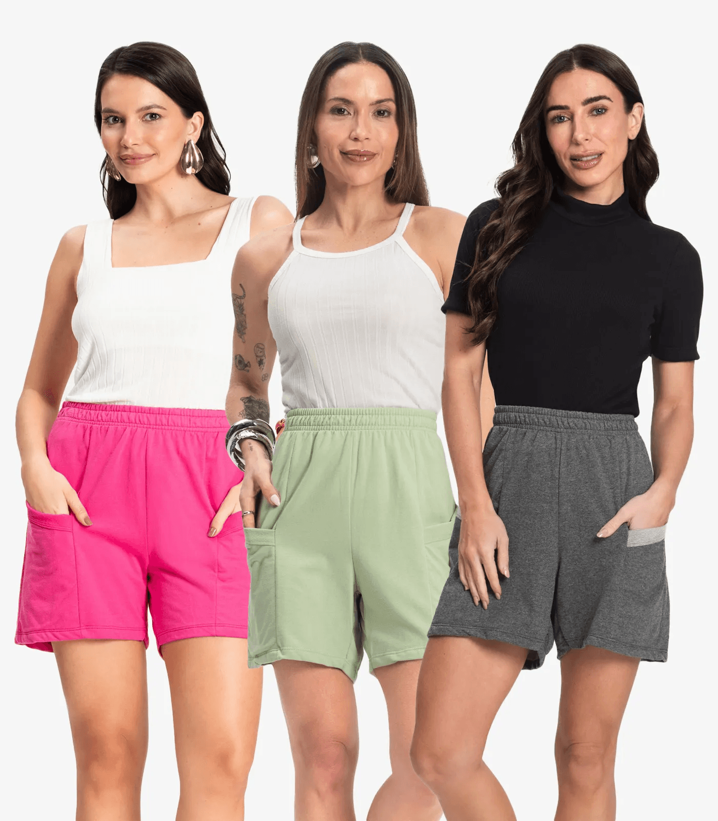 Kit 3 Shorts Femininos Moletinho Infinita Cor Sortido