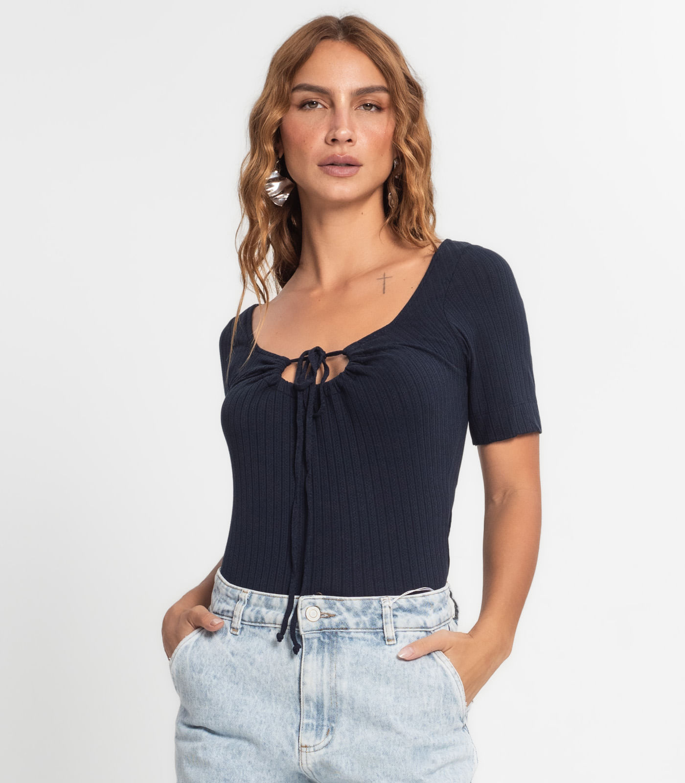 Blusa Feminina Com Amarração Endless Azul