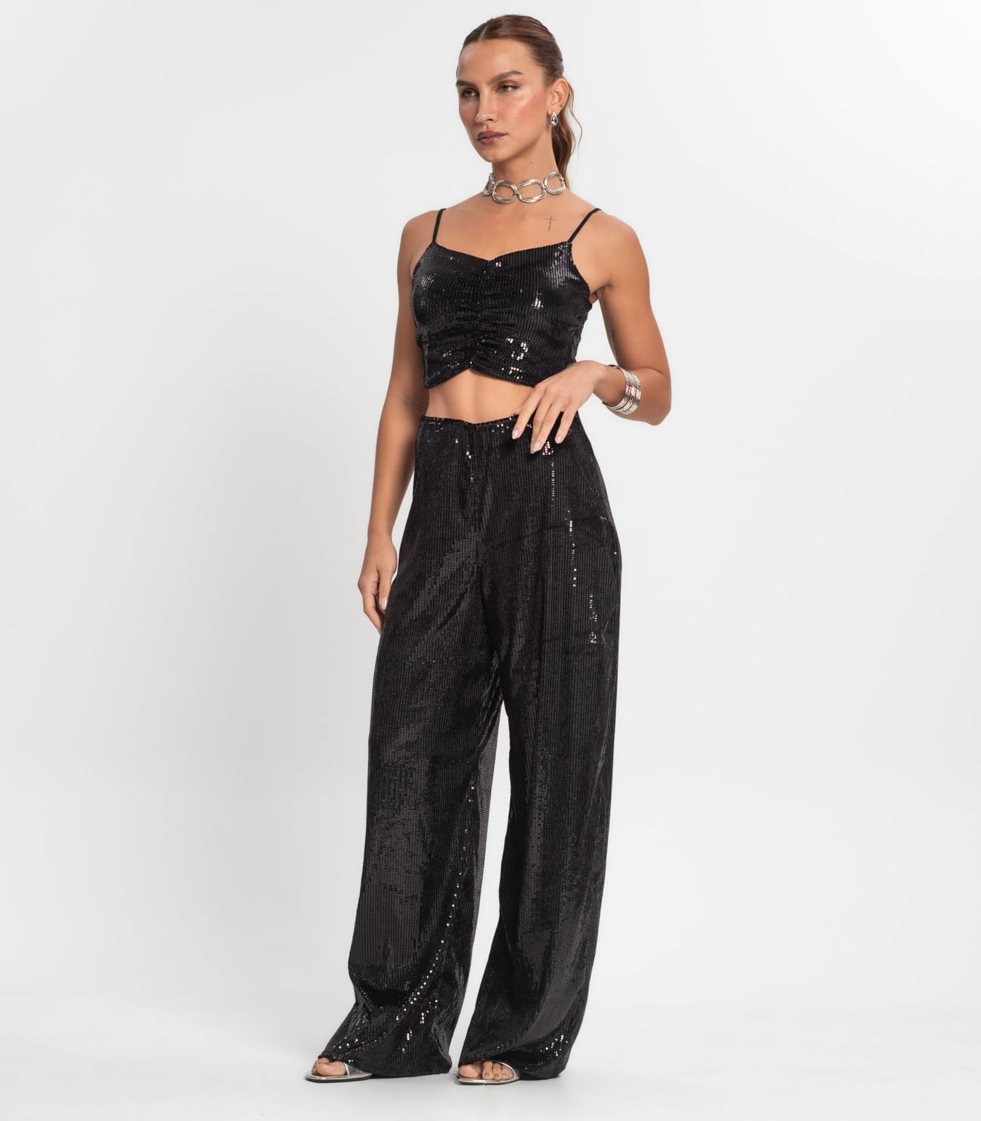 Calça De Paetê Feminina Endless Preto - Imagem 4