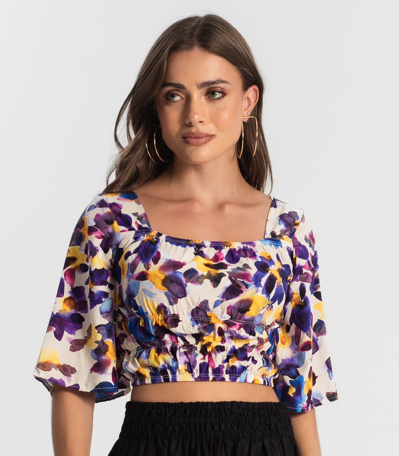 Blusa Cropped Feminina Estampada Endless Roxo - Imagem 2