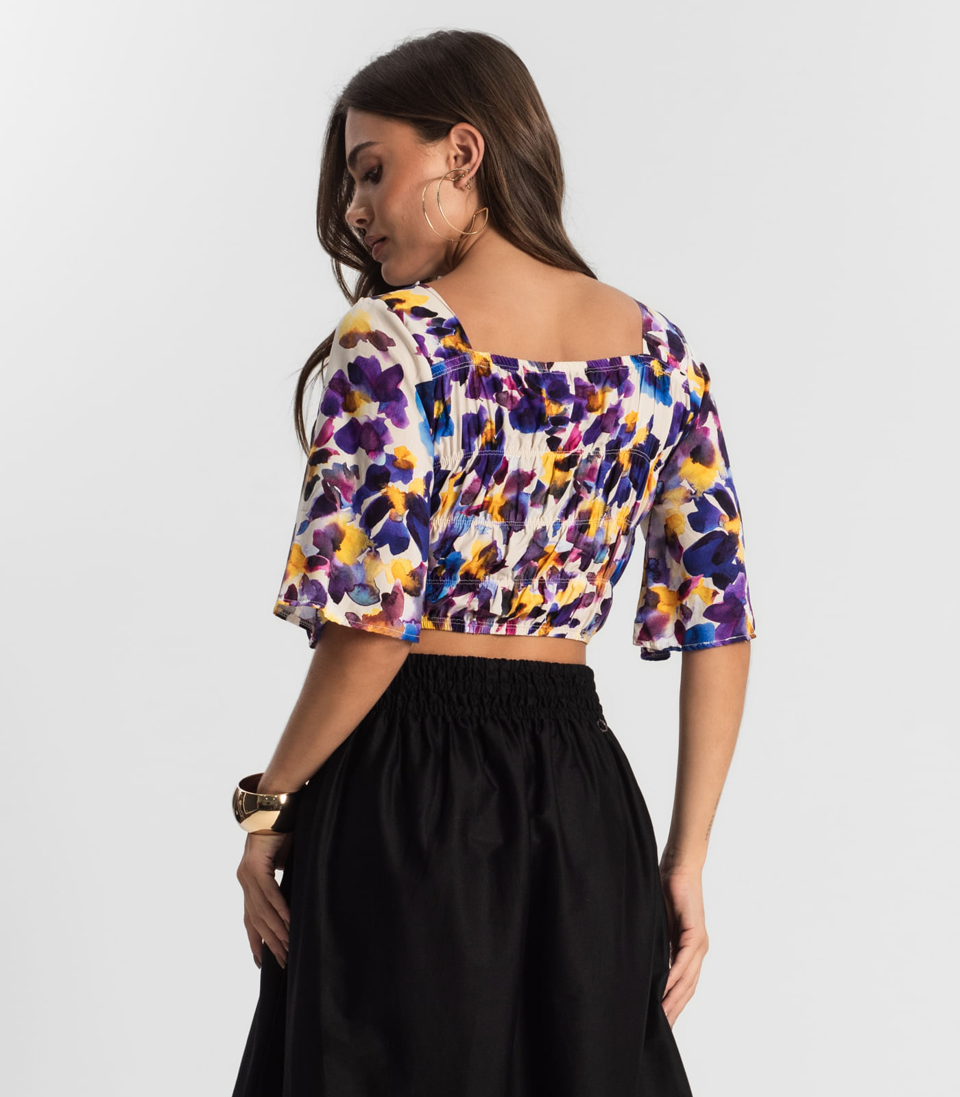 Blusa Cropped Feminina Estampada Endless Roxo - Imagem 3