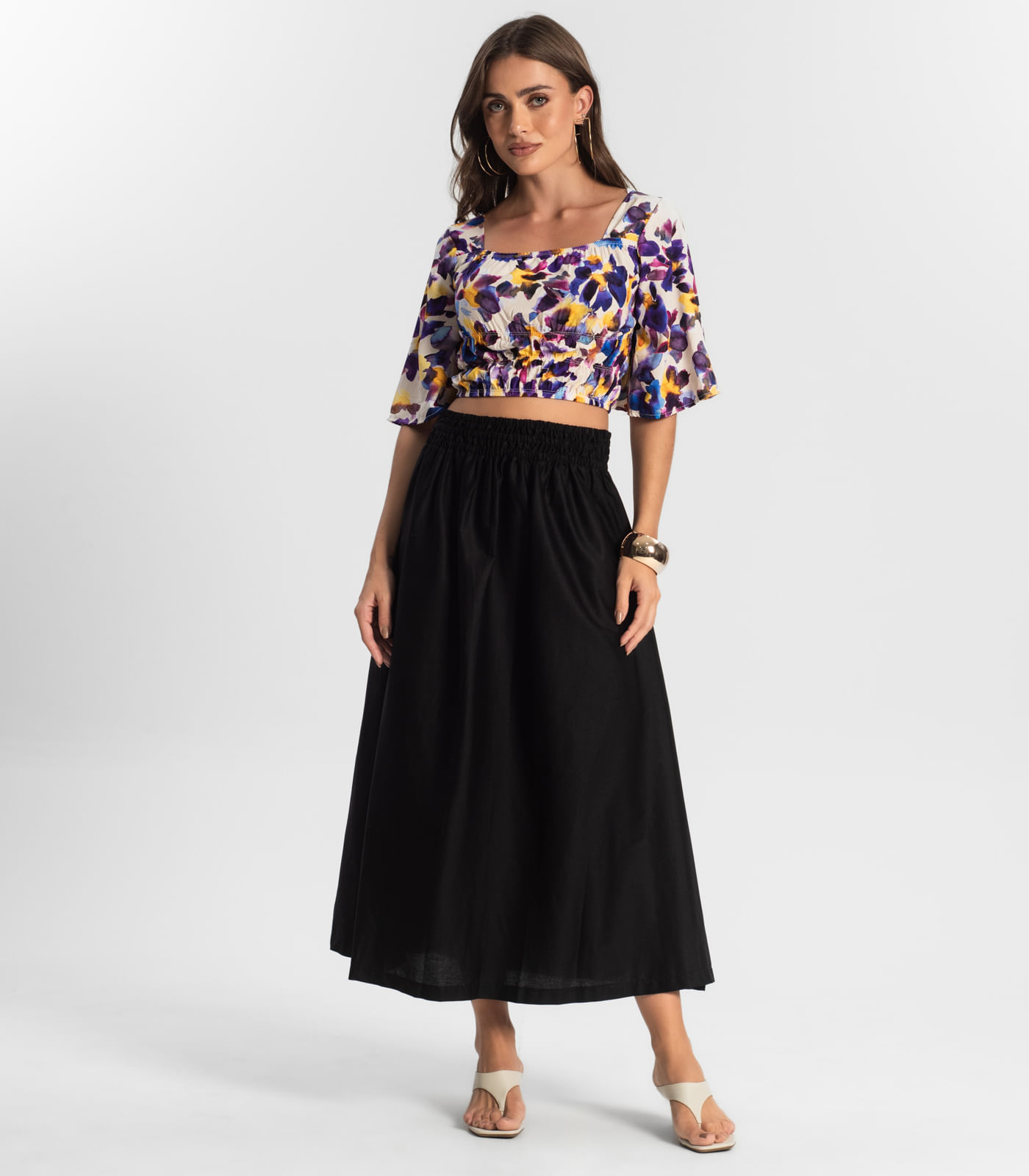 Blusa Cropped Feminina Estampada Endless Roxo - Imagem 4