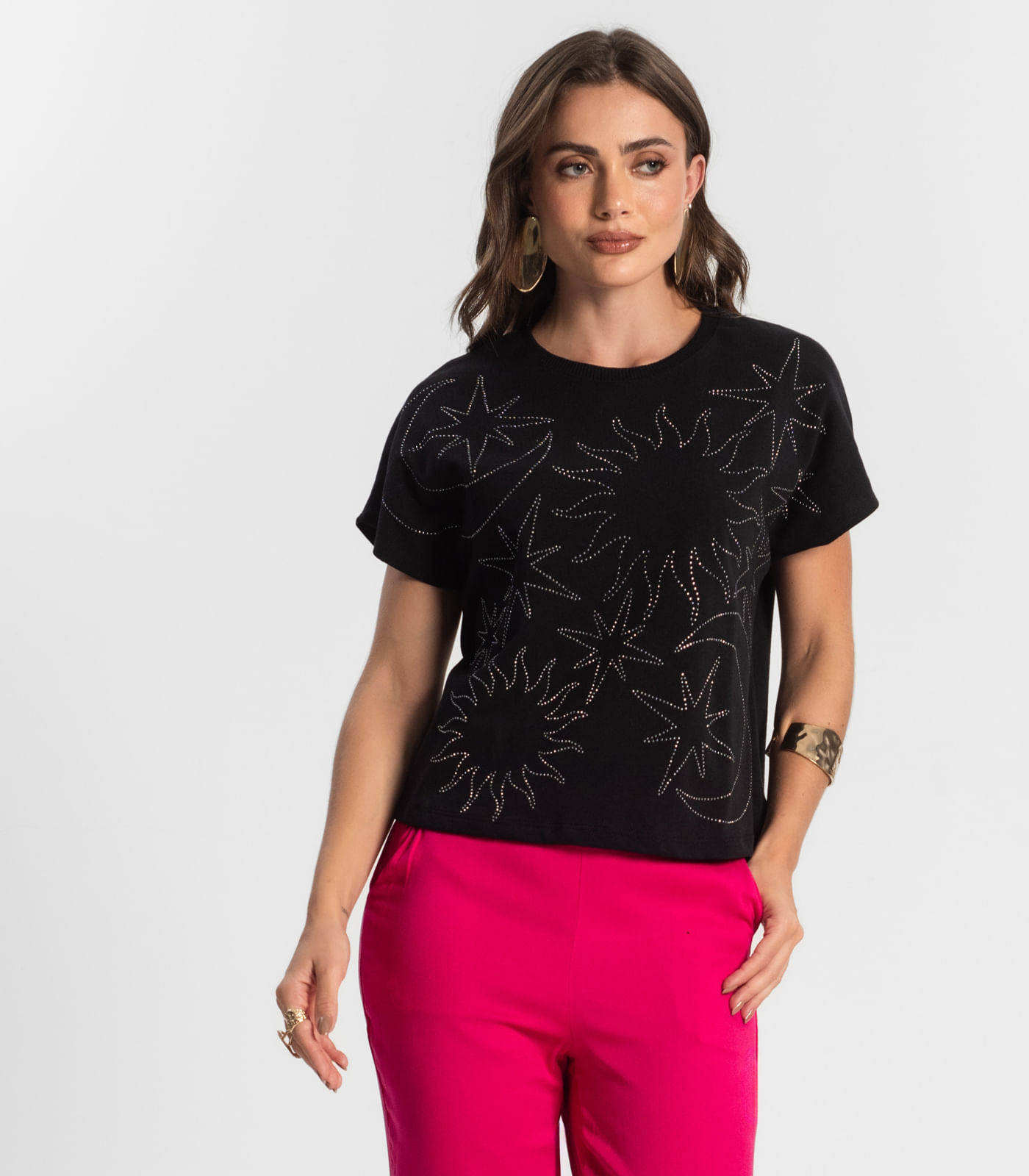 Blusa Feminina Manga Curta Endless Preto