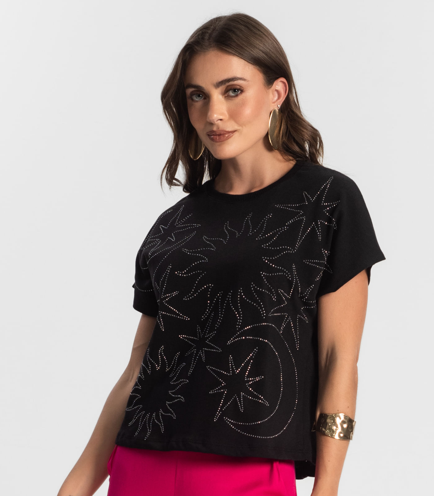 Blusa Feminina Manga Curta Endless Preto - Imagem 2