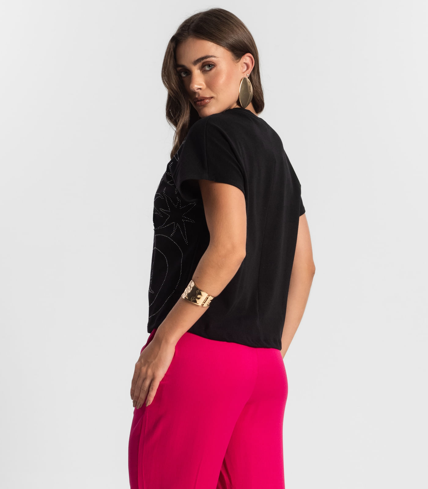 Blusa Feminina Manga Curta Endless Preto - Imagem 3