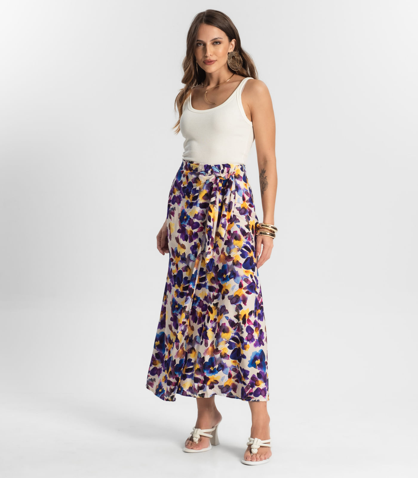 Saia Longa Estampada Endless Roxo - Imagem 6