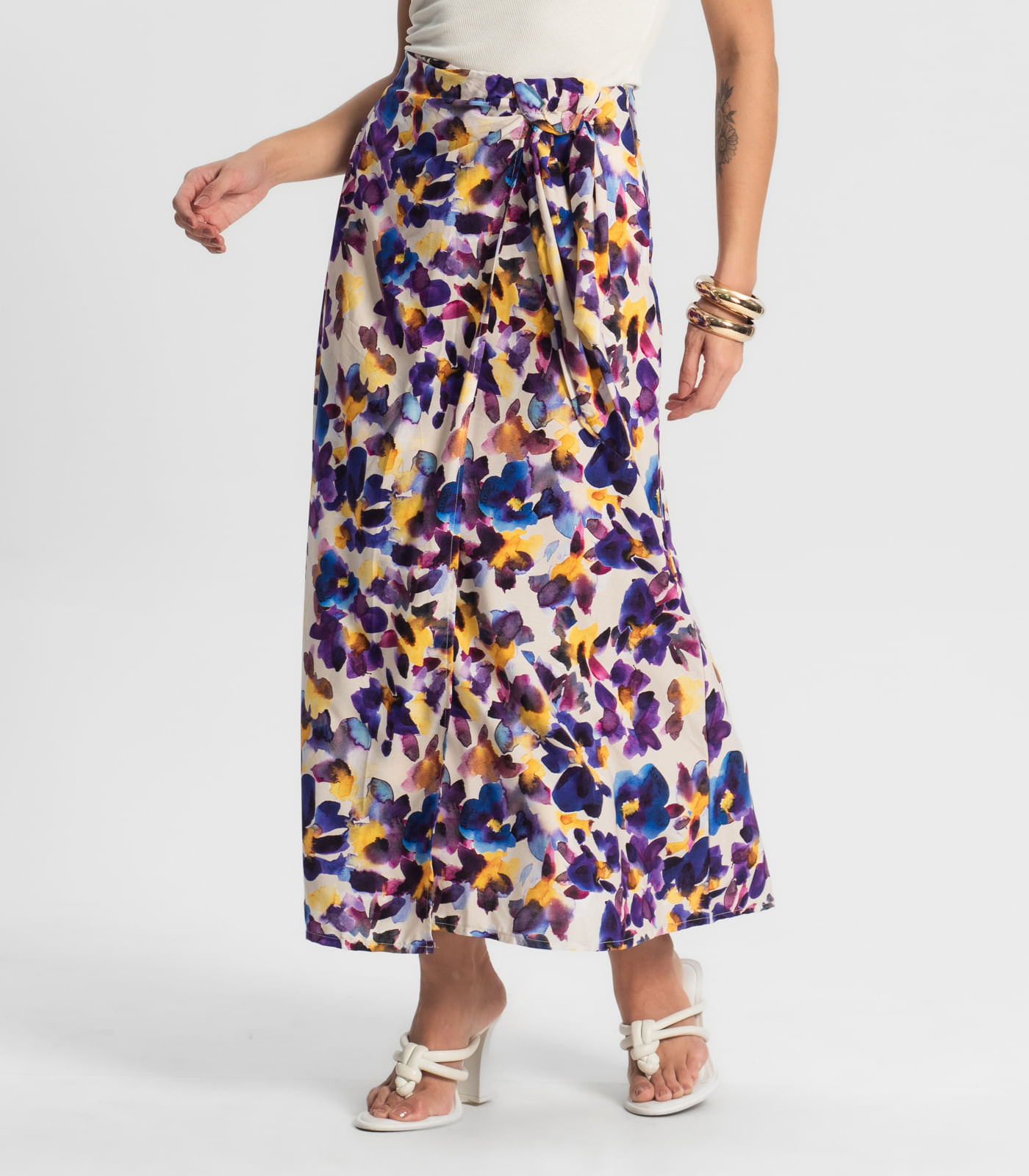 Saia Longa Estampada Endless Roxo - Imagem 7