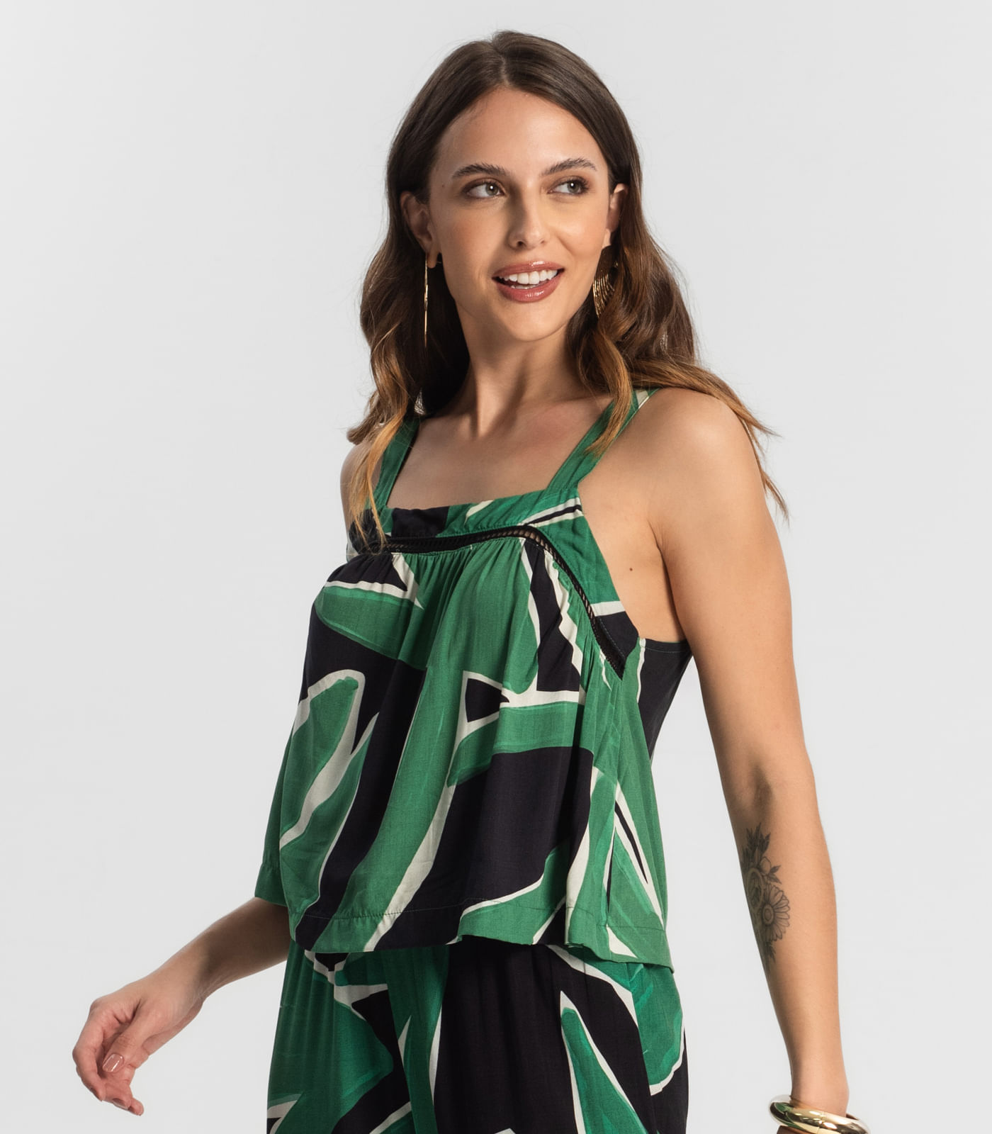 Blusa De Alça Feminina Estampada Endless Preto - Imagem 12