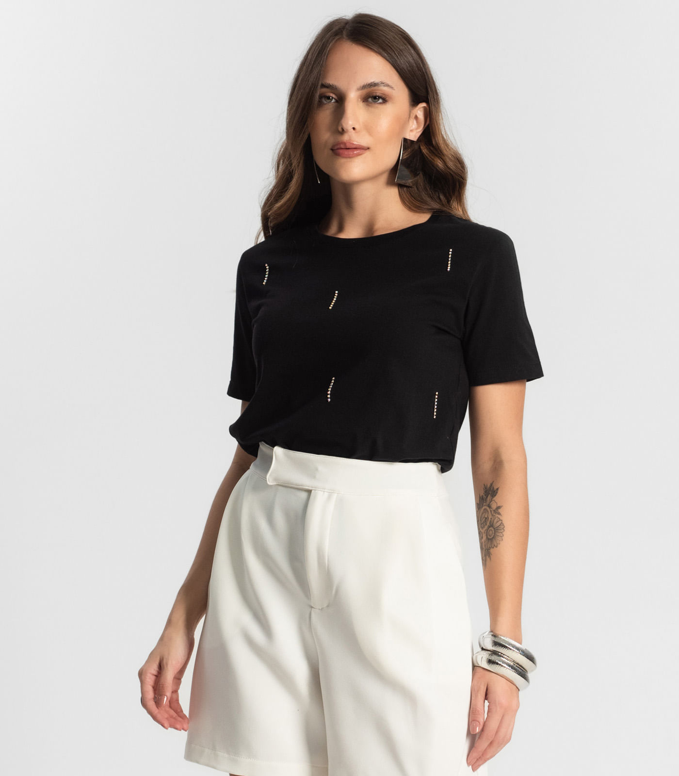 Camiseta Feminina Com Strass Endless Preto - Imagem 6