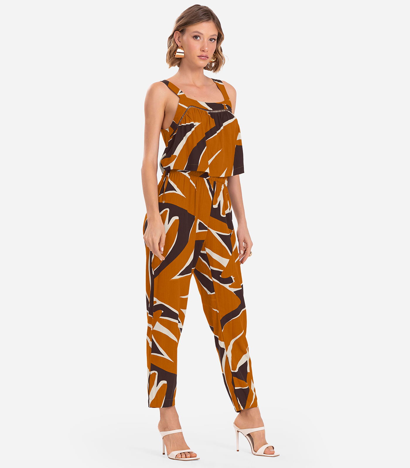 Calça Feminina Estampada Endless Marrom - Imagem 3