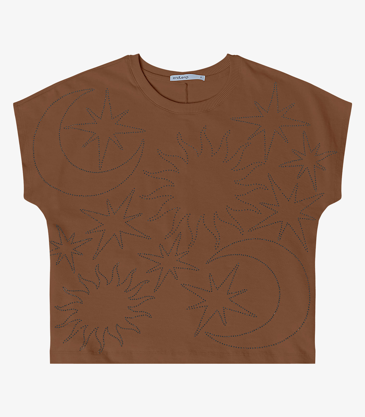 Blusa Feminina Manga Curta Endless Marrom - Imagem 20