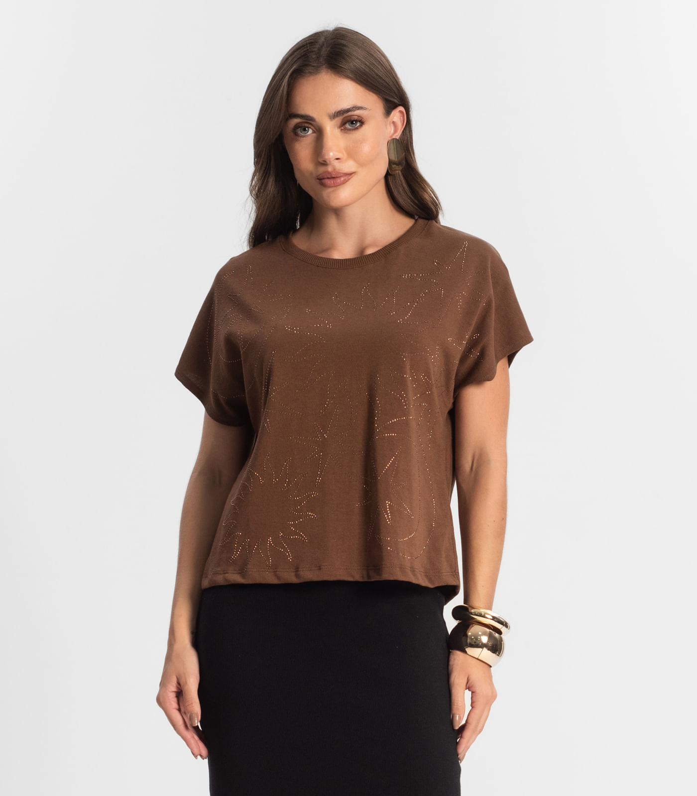 Blusa Feminina Manga Curta Endless Marrom