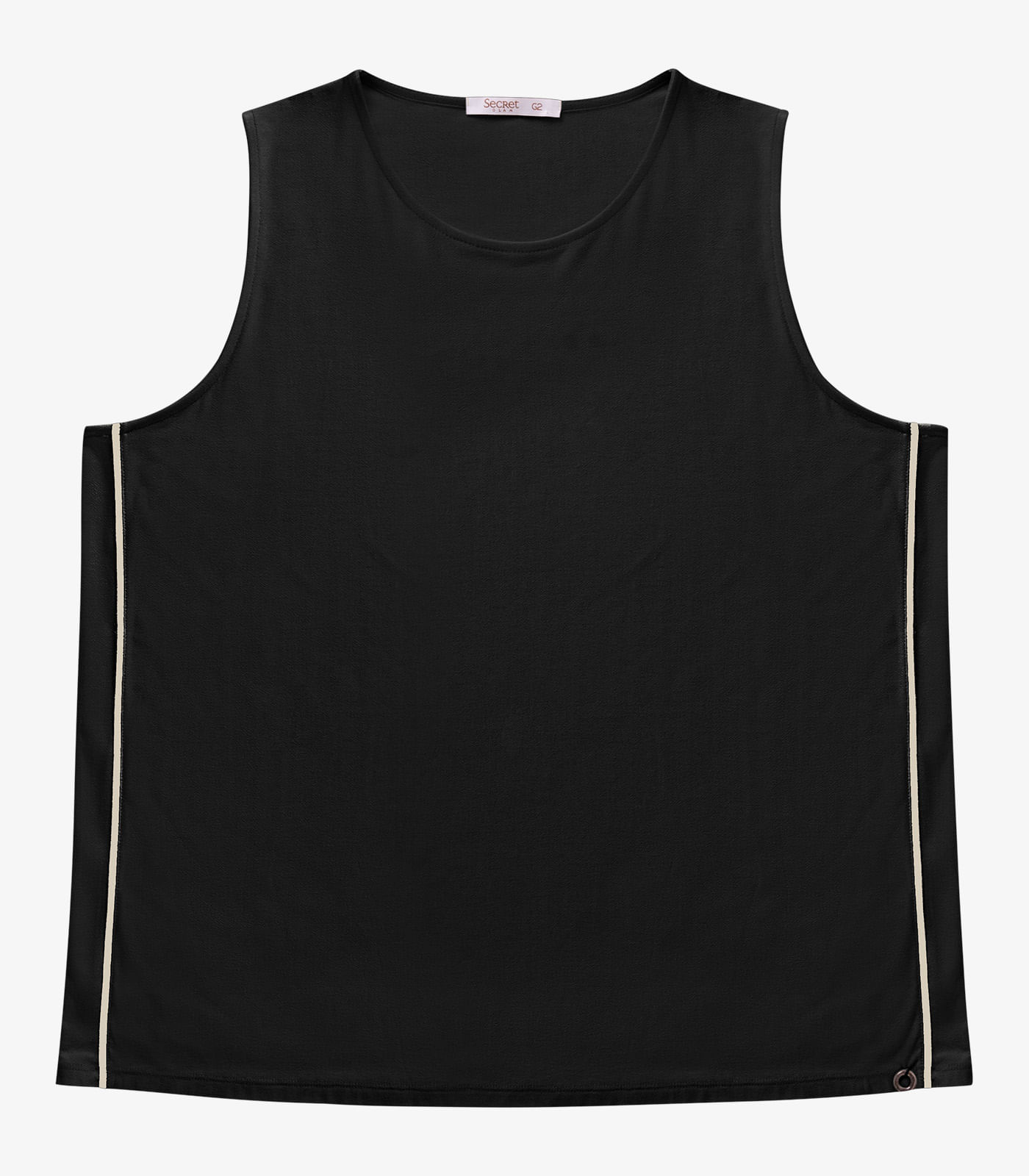 Regata Viscose Lisa Plus Size Secret Glam Preto - Imagem 15