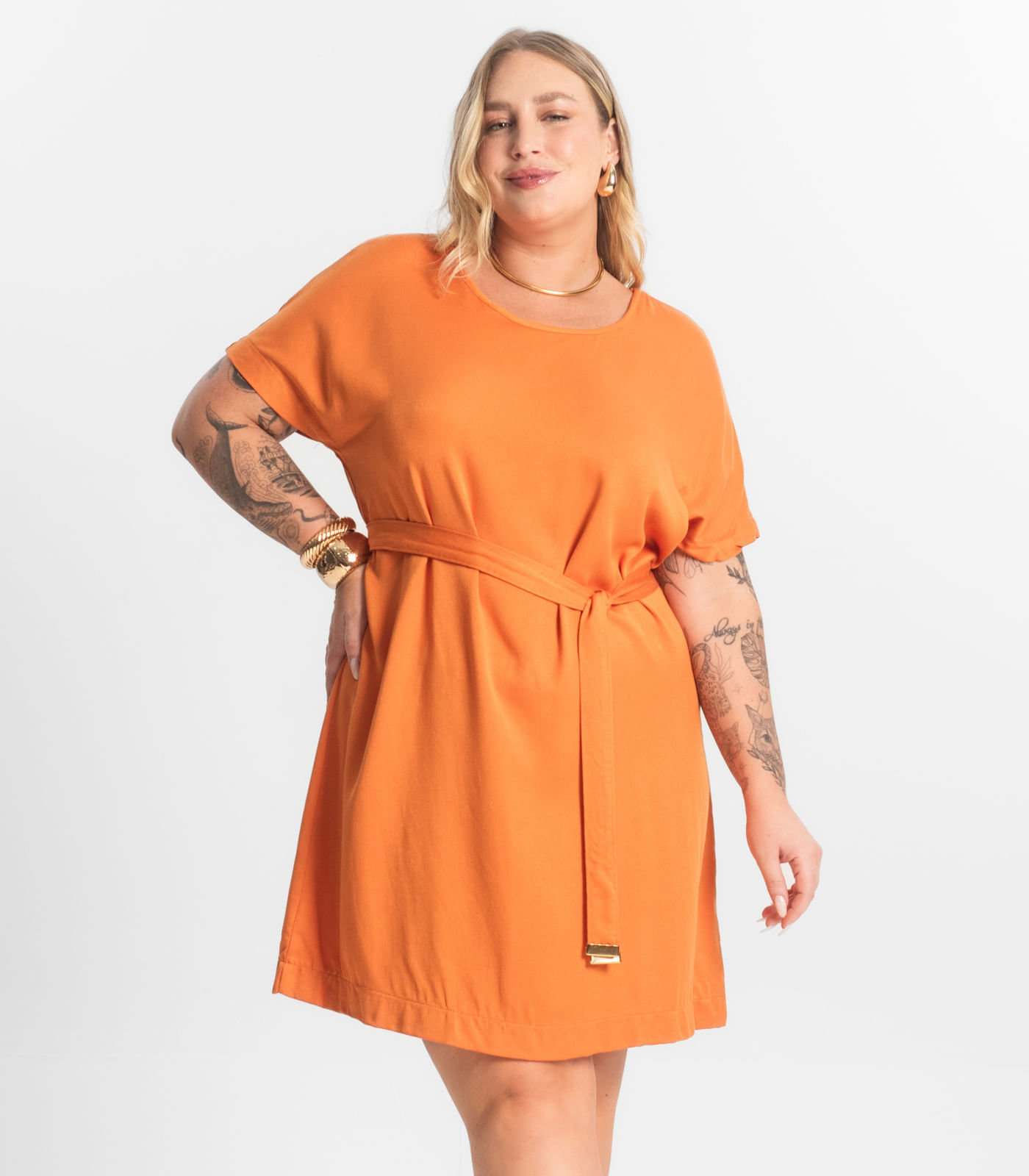 Vestido Curto Secret Glam Laranja - Imagem 6