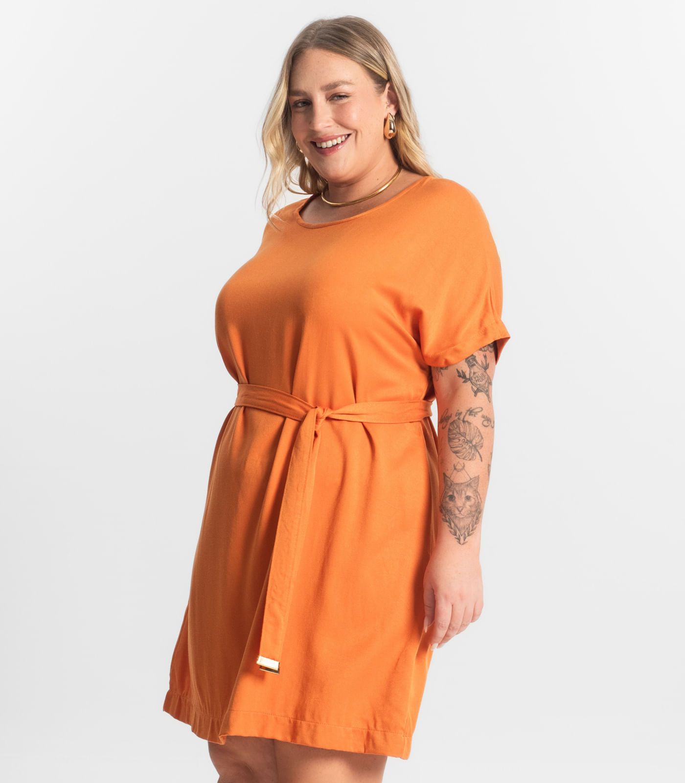 Vestido Curto Secret Glam Laranja - Imagem 17