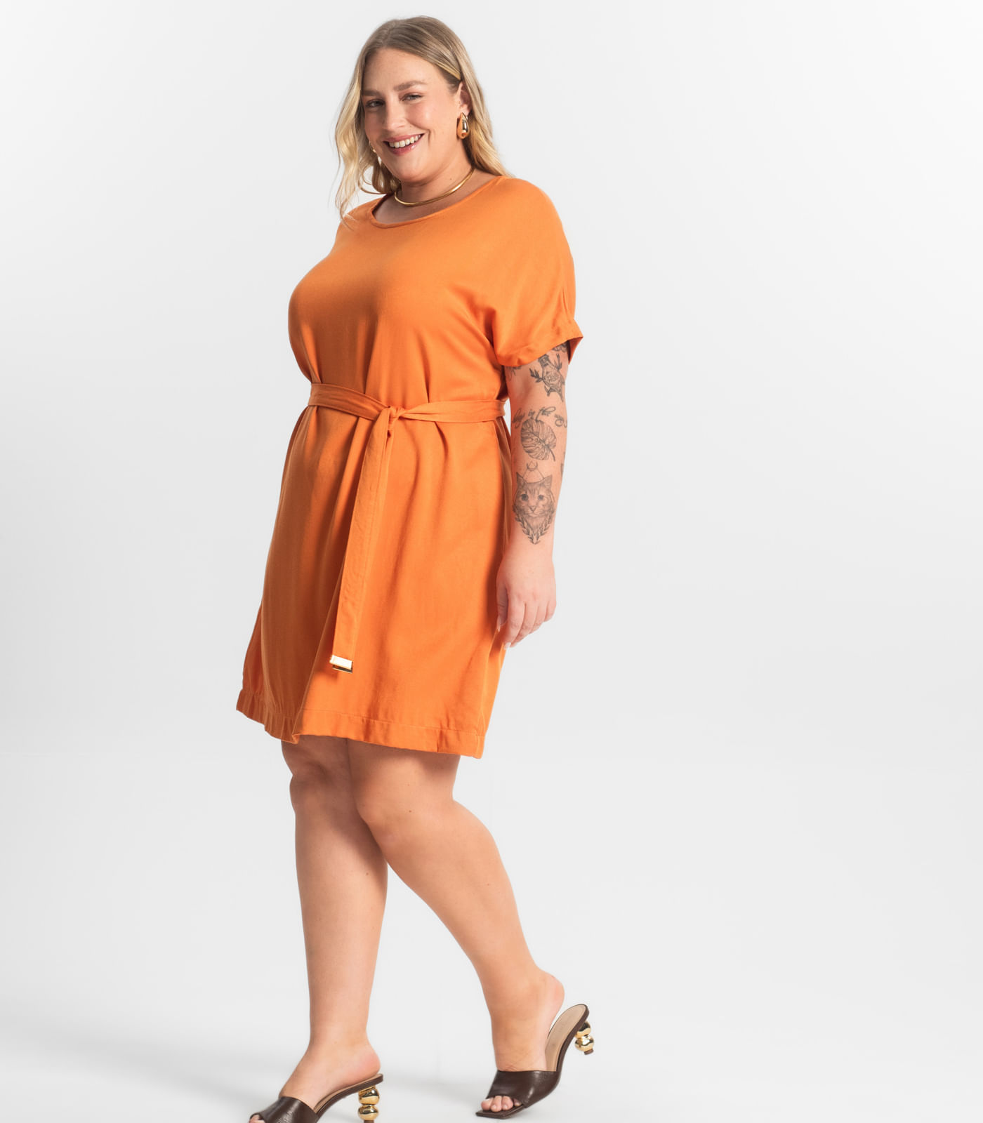 Vestido Curto Secret Glam Laranja - Imagem 19