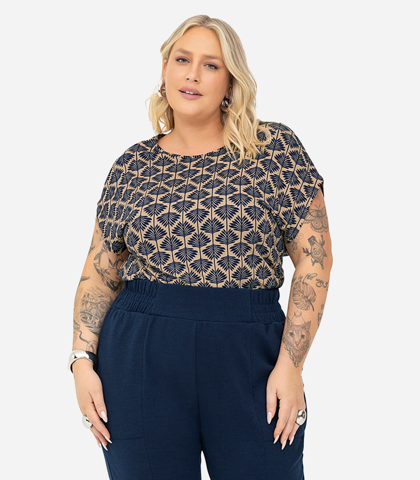 Blusa Manga Morcego Plus Size Secret Glam Marrom - Imagem 3