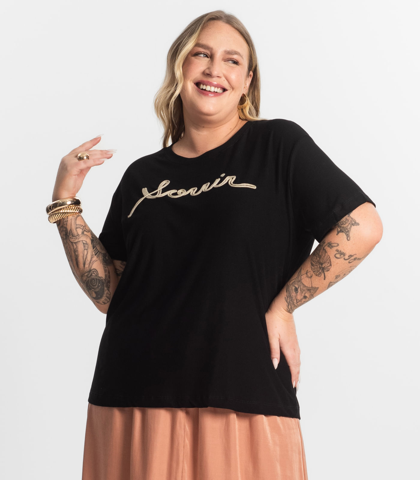 Blusa Viscose Plus Size Secret Glam Preto - Imagem 17
