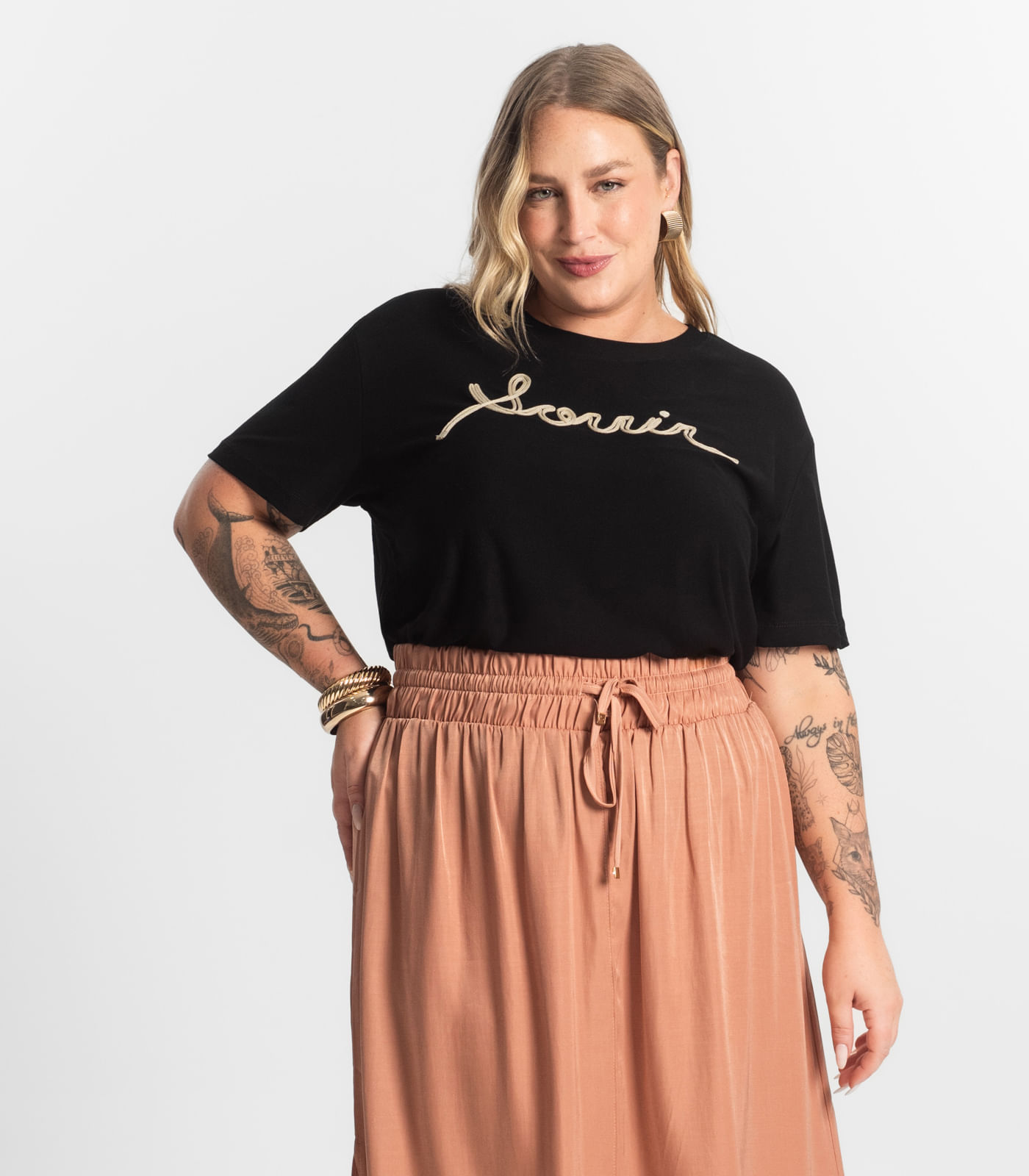 Blusa Viscose Plus Size Secret Glam Preto - Imagem 6
