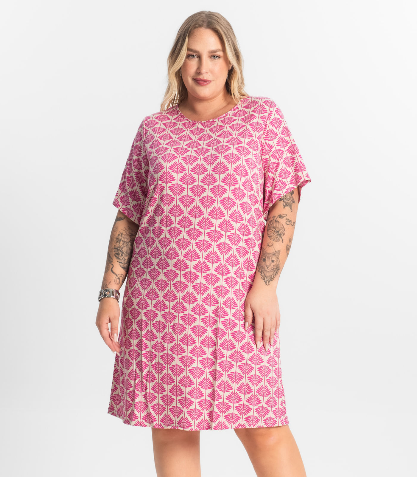 Vestido Estampado Plus Size Secret Glam Rosa - Imagem 16