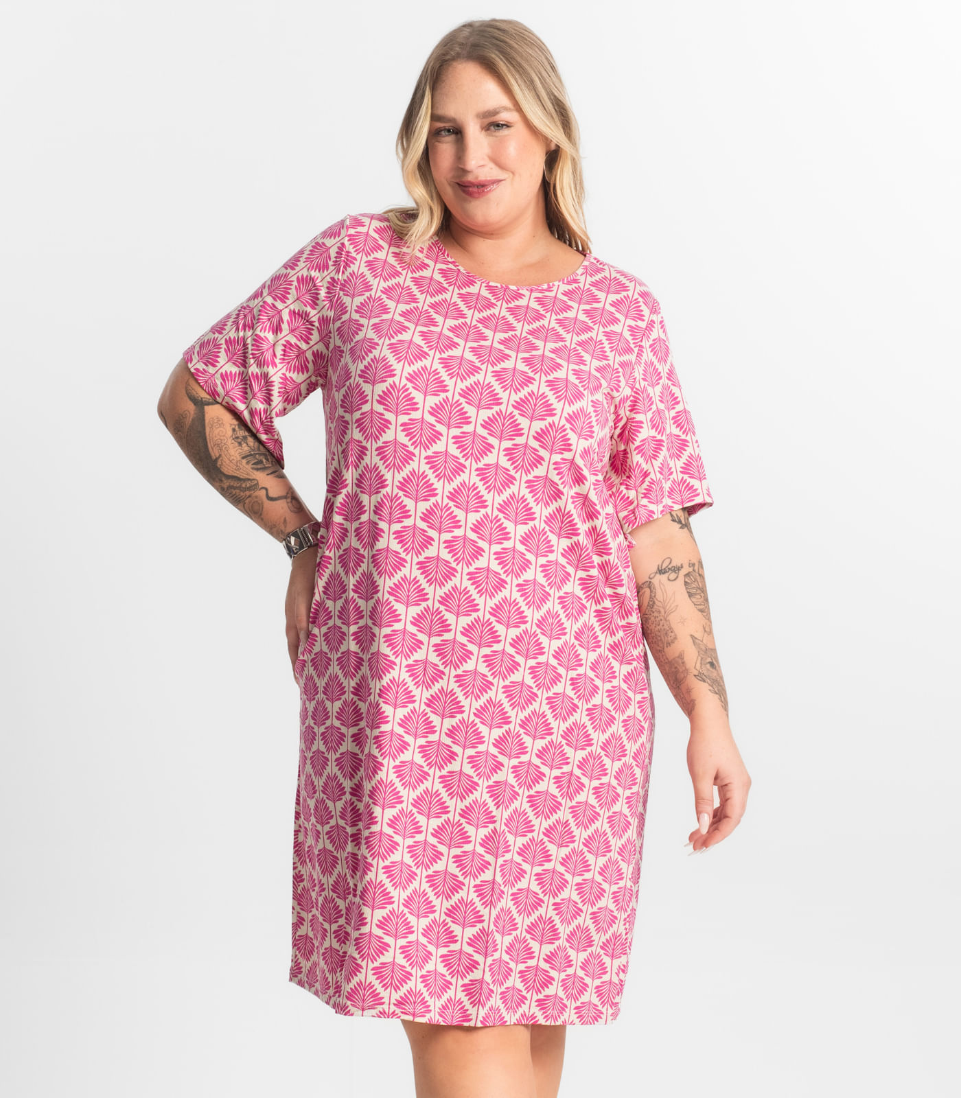 Vestido Estampado Plus Size Secret Glam Rosa - Imagem 2