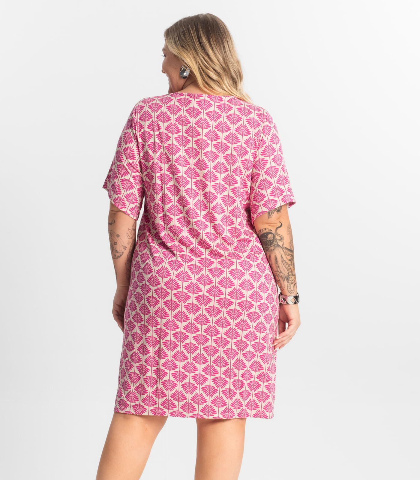 Vestido Estampado Plus Size Secret Glam Rosa - Imagem 8