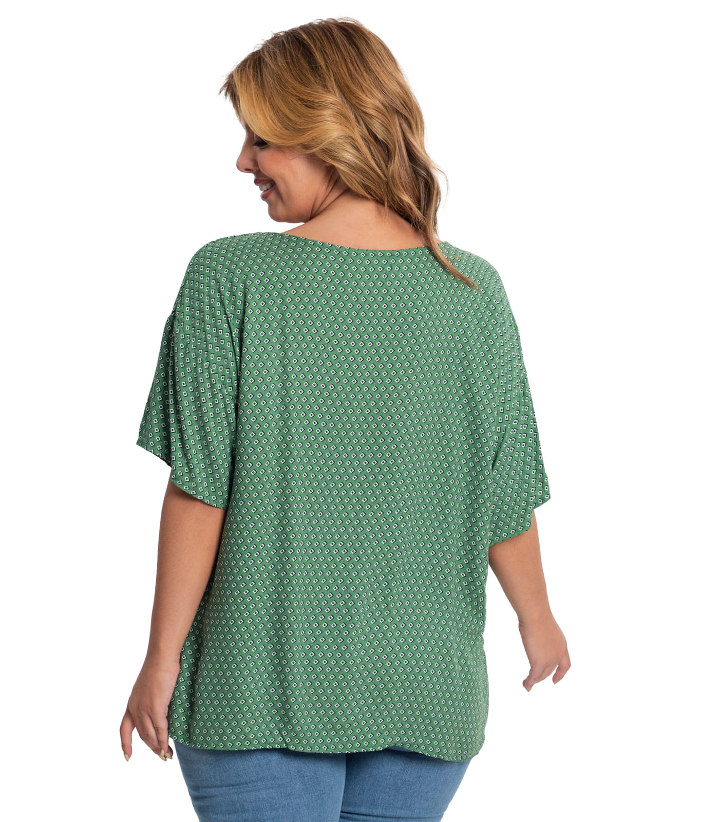 Camisa Feminina Plus Size Estampada Secret Glam Verde - Imagem 26