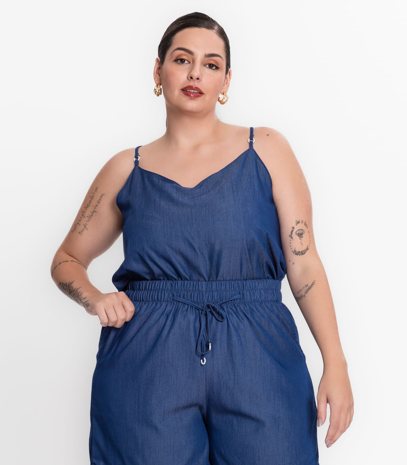 Blusa De Alça Feminina Plus Size Secret Glam Azul