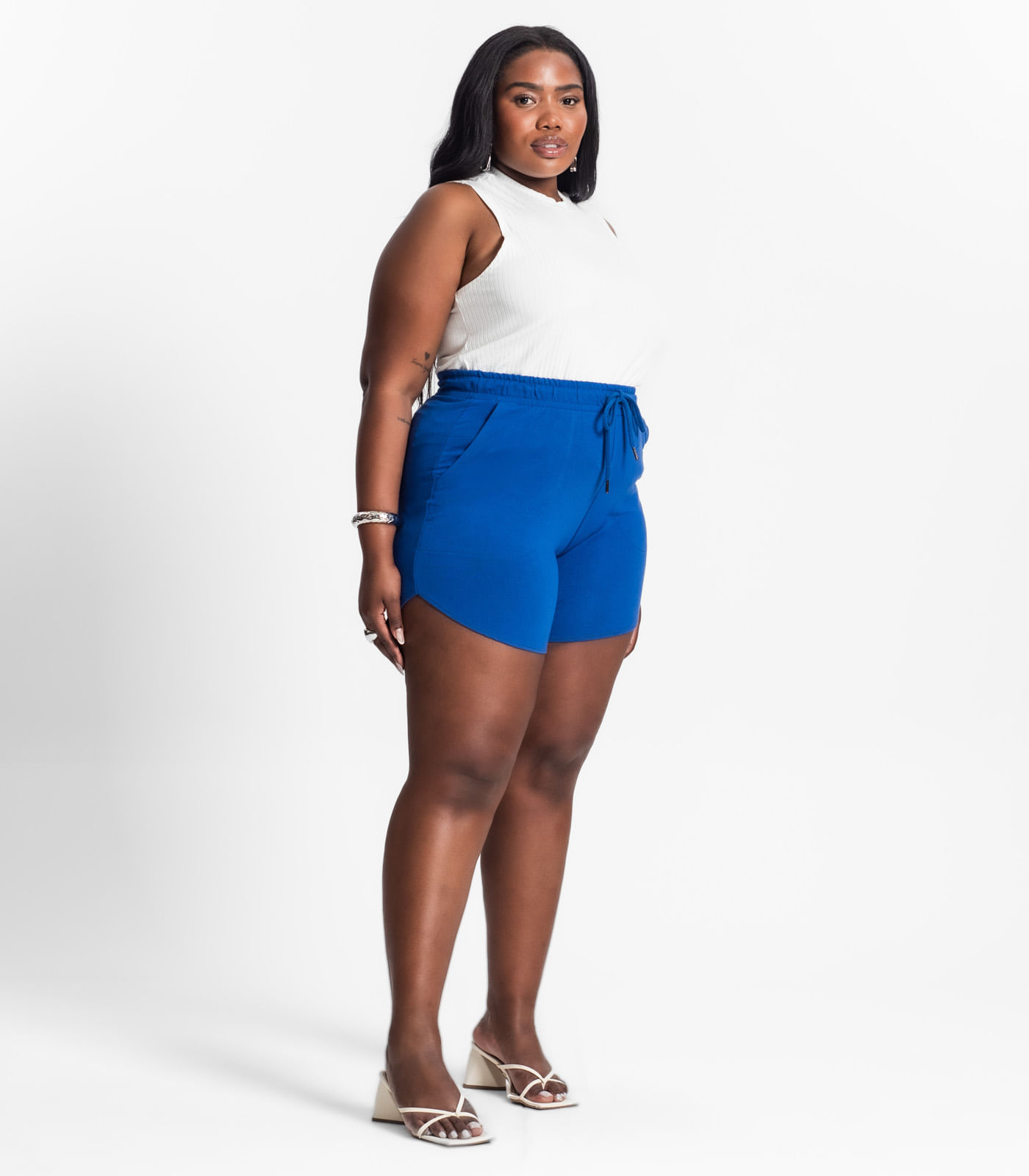 Shorts Feminino Plus Size Secret Glam Azul - Imagem 4