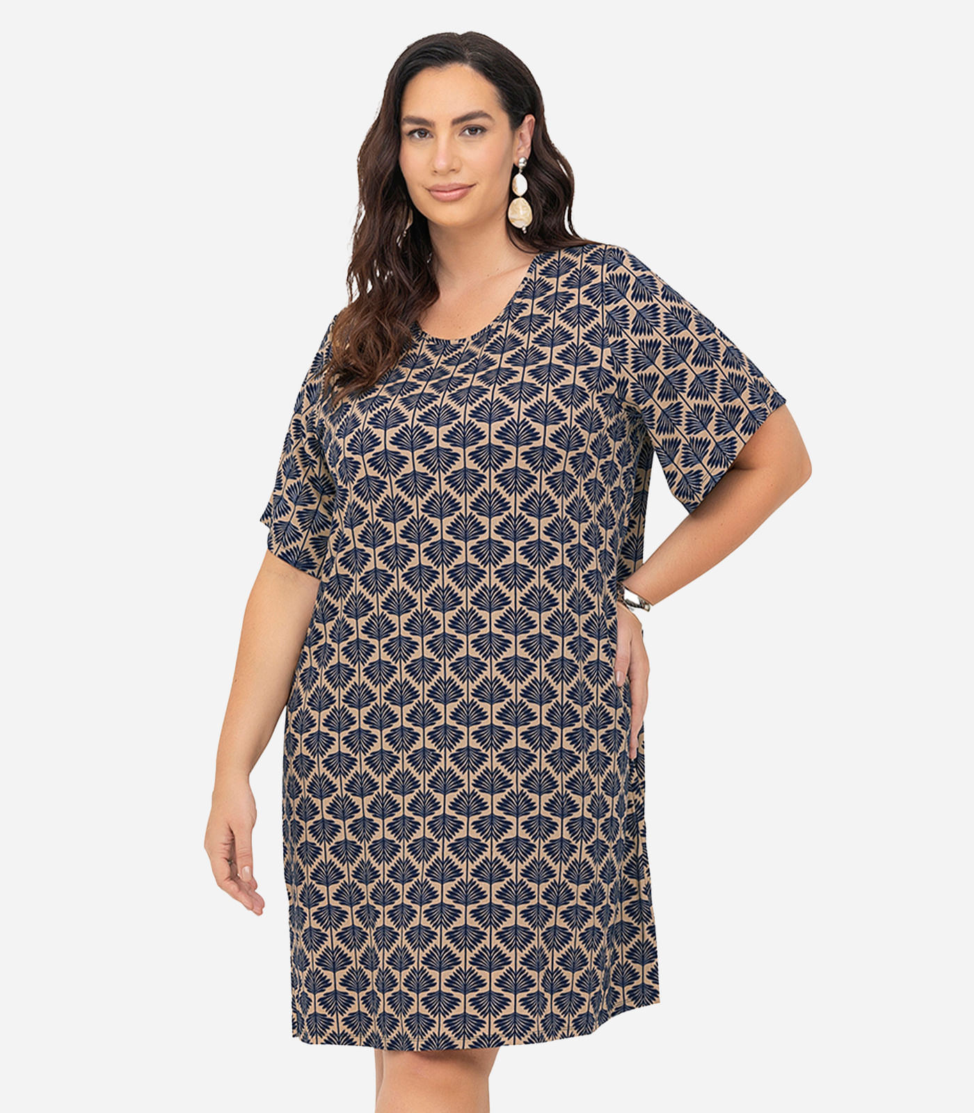 Vestido Estampado Plus Size Secret Glam Marrom - Imagem 3