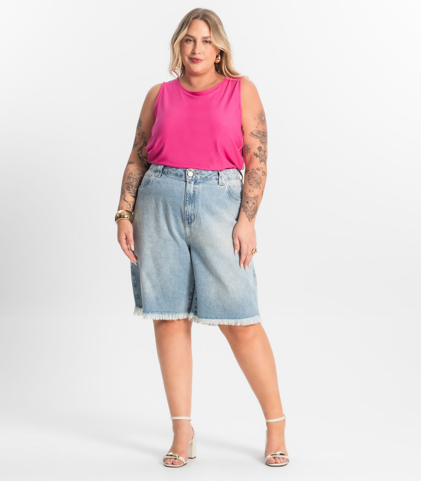 Regata Viscose Lisa Plus Size Secret Glam Rosa - Imagem 14