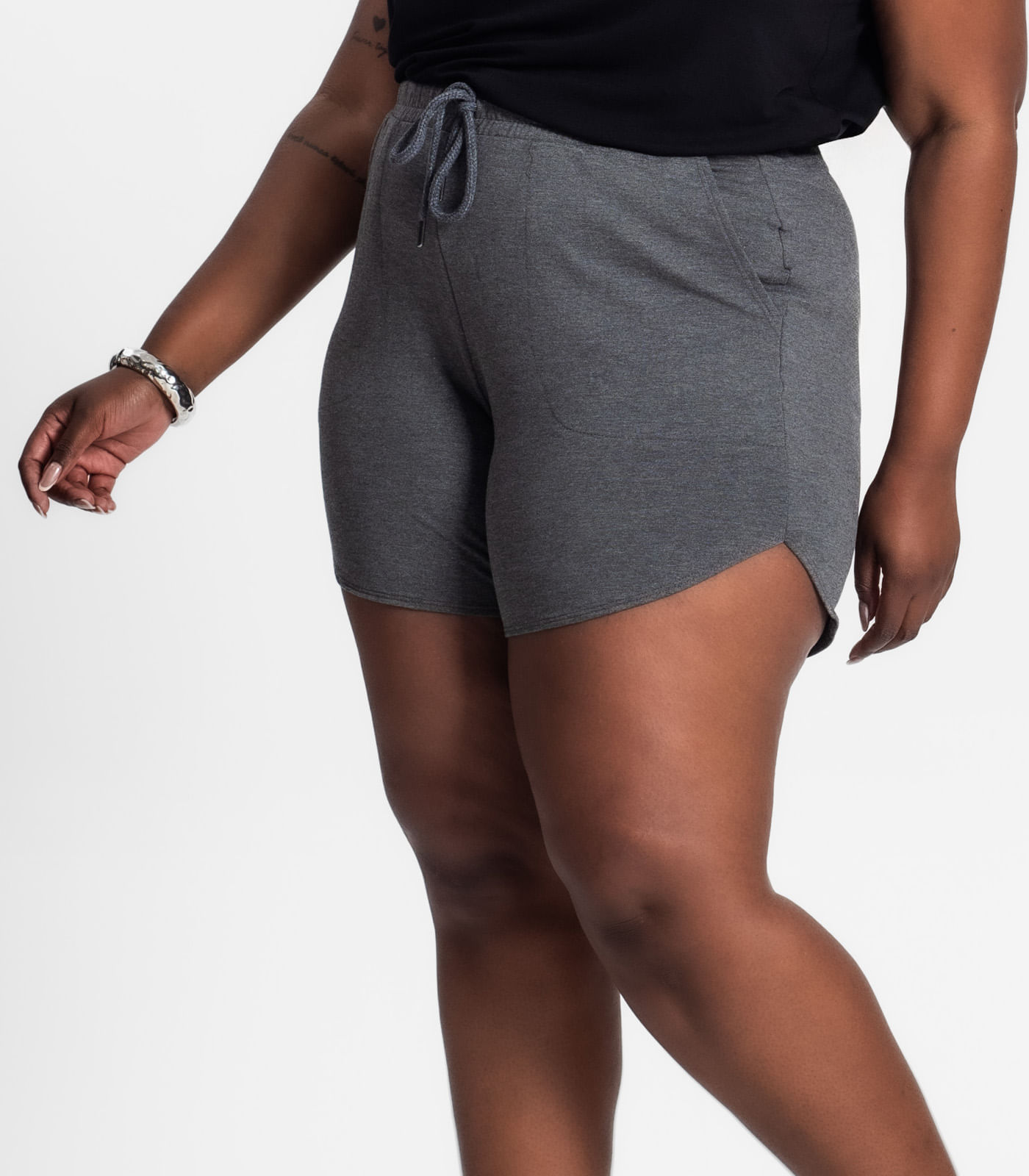 Shorts Feminino Plus Size Secret Glam Cinza - Imagem 2
