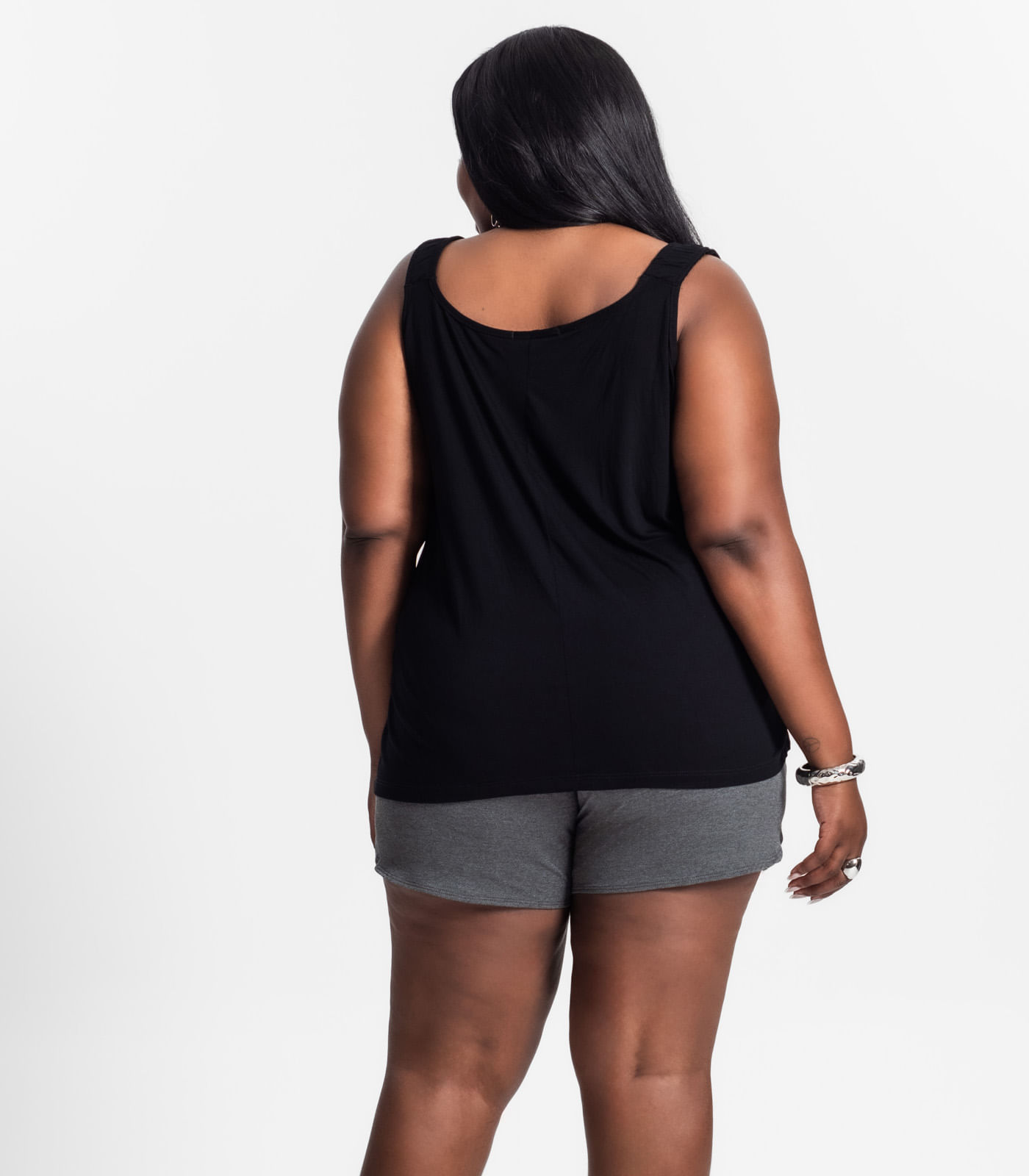 Shorts Feminino Plus Size Secret Glam Cinza - Imagem 3