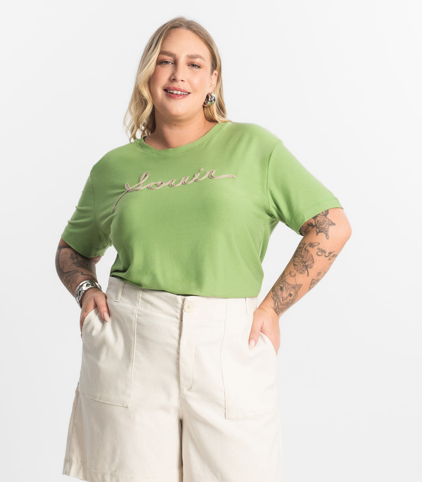 Blusa Viscose Plus Size Secret Glam Verde - Imagem 6