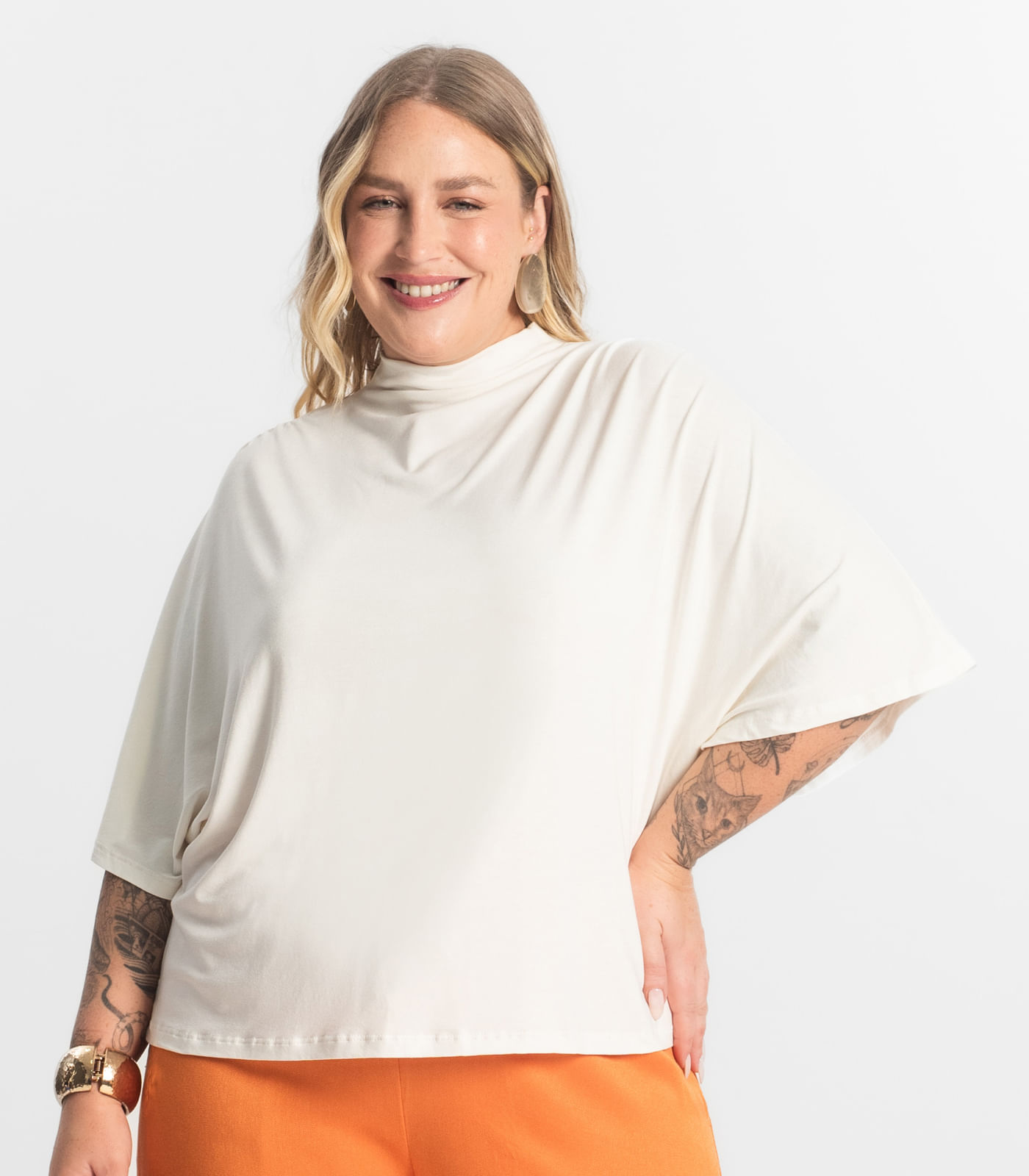 Blusa Feminina Manga Curta Secret Glam Bege - Imagem 7