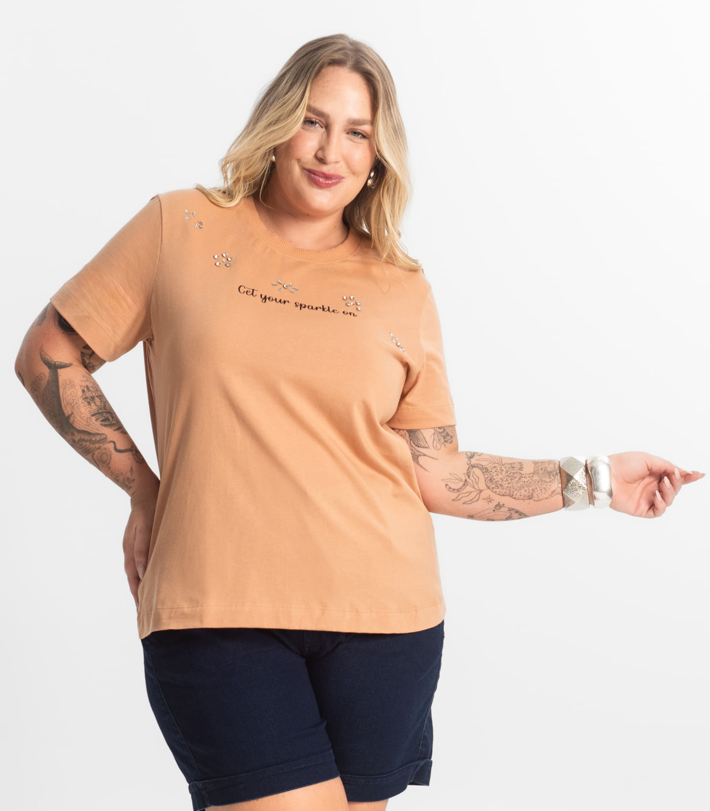 Blusa Feminina Plus Size Secret Glam Marrom - Imagem 17