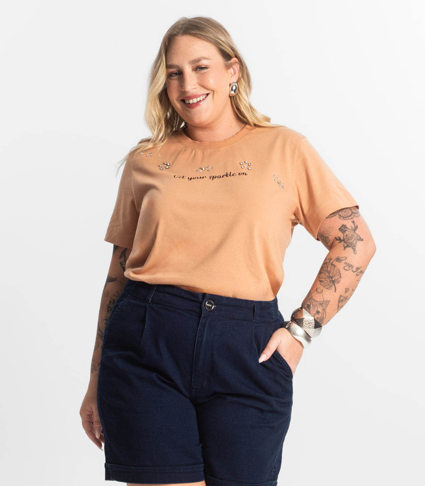 Blusa Feminina Plus Size Secret Glam Marrom - Imagem 6