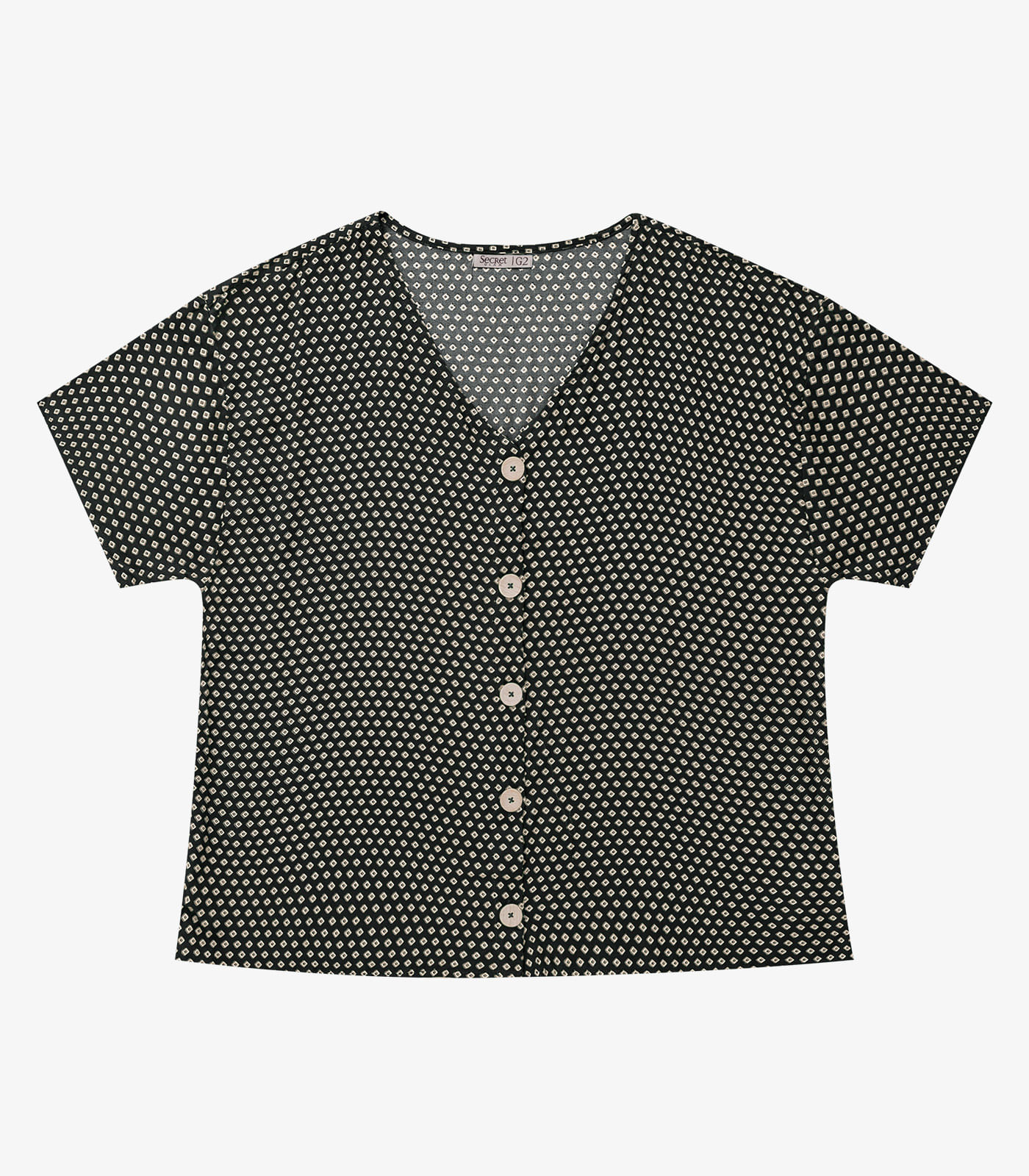 Camisa Feminina Plus Size Estampada Secret Glam Preto - Imagem 56