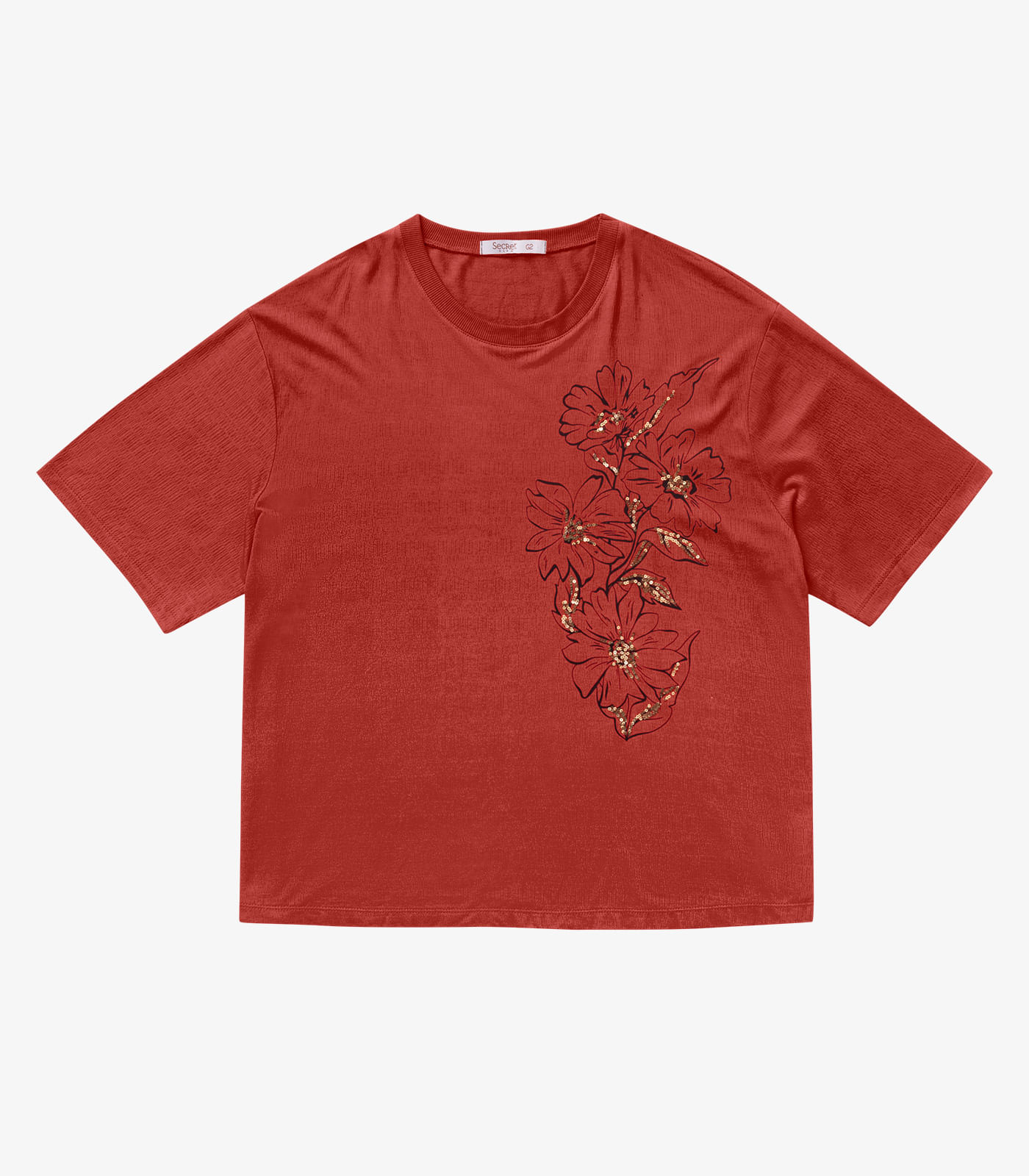 Blusa Feminina Manga Curta Secret Glam Laranja - Imagem 2