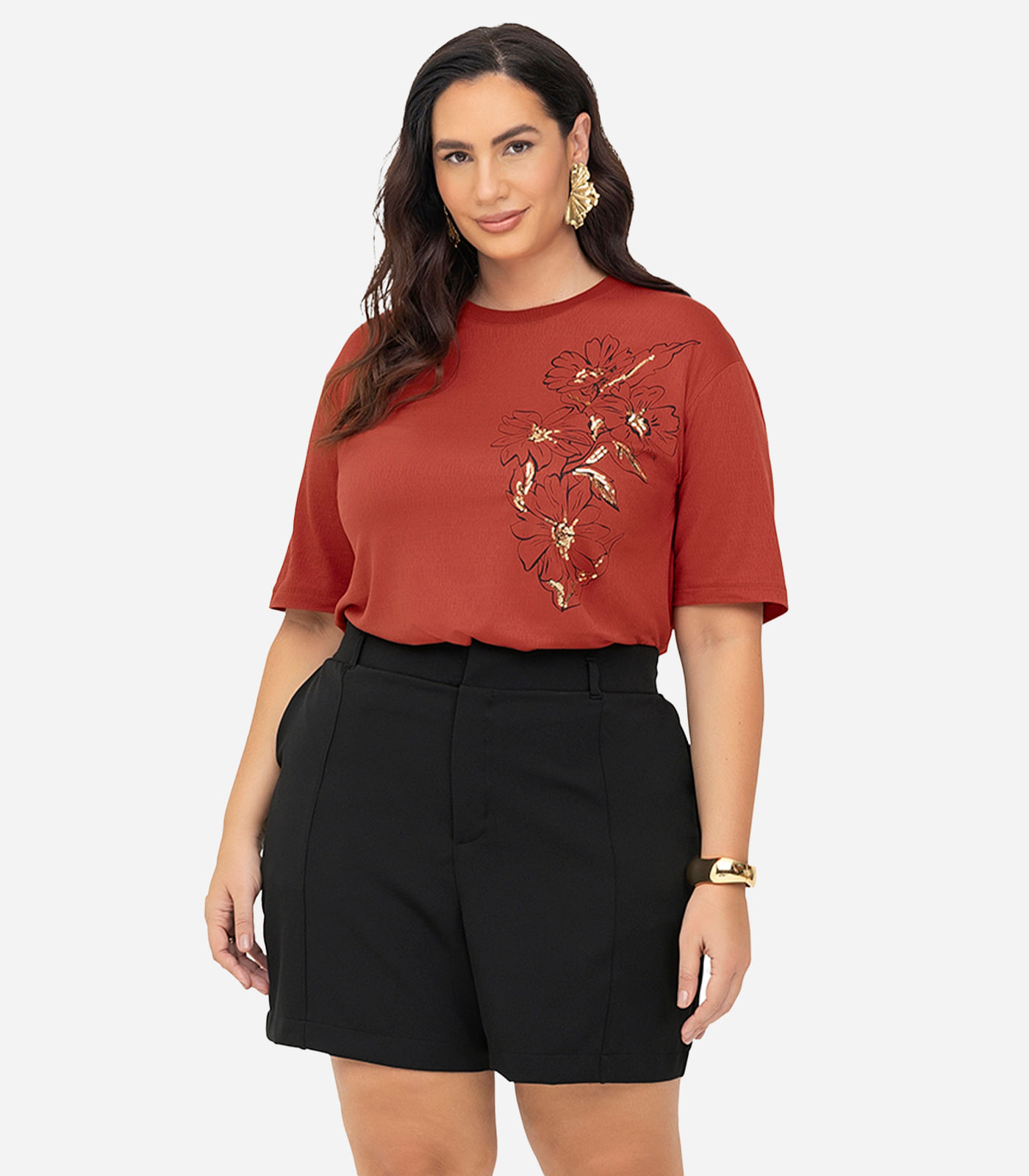 Blusa Feminina Manga Curta Secret Glam Laranja - Imagem 7