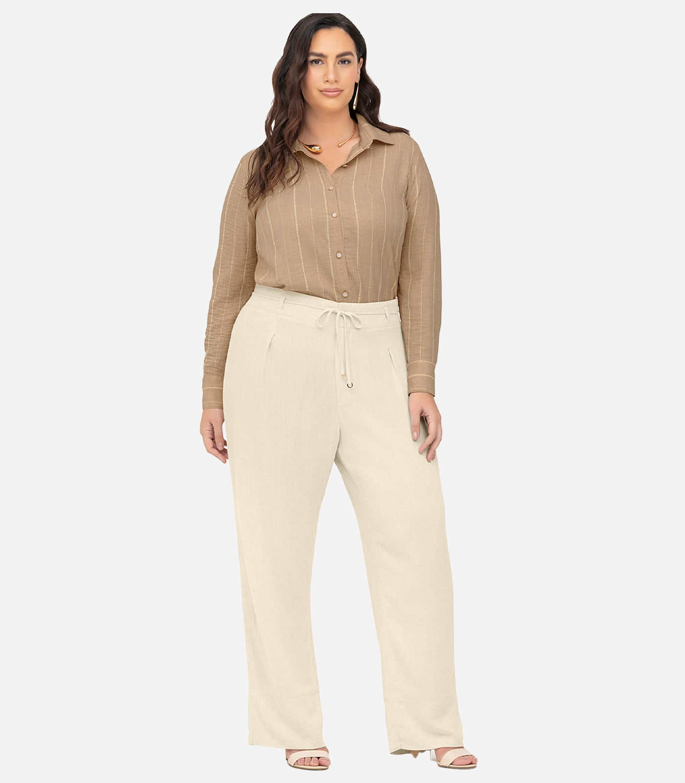 Calça Feminina Reta Secret Glam Bege - Imagem 14