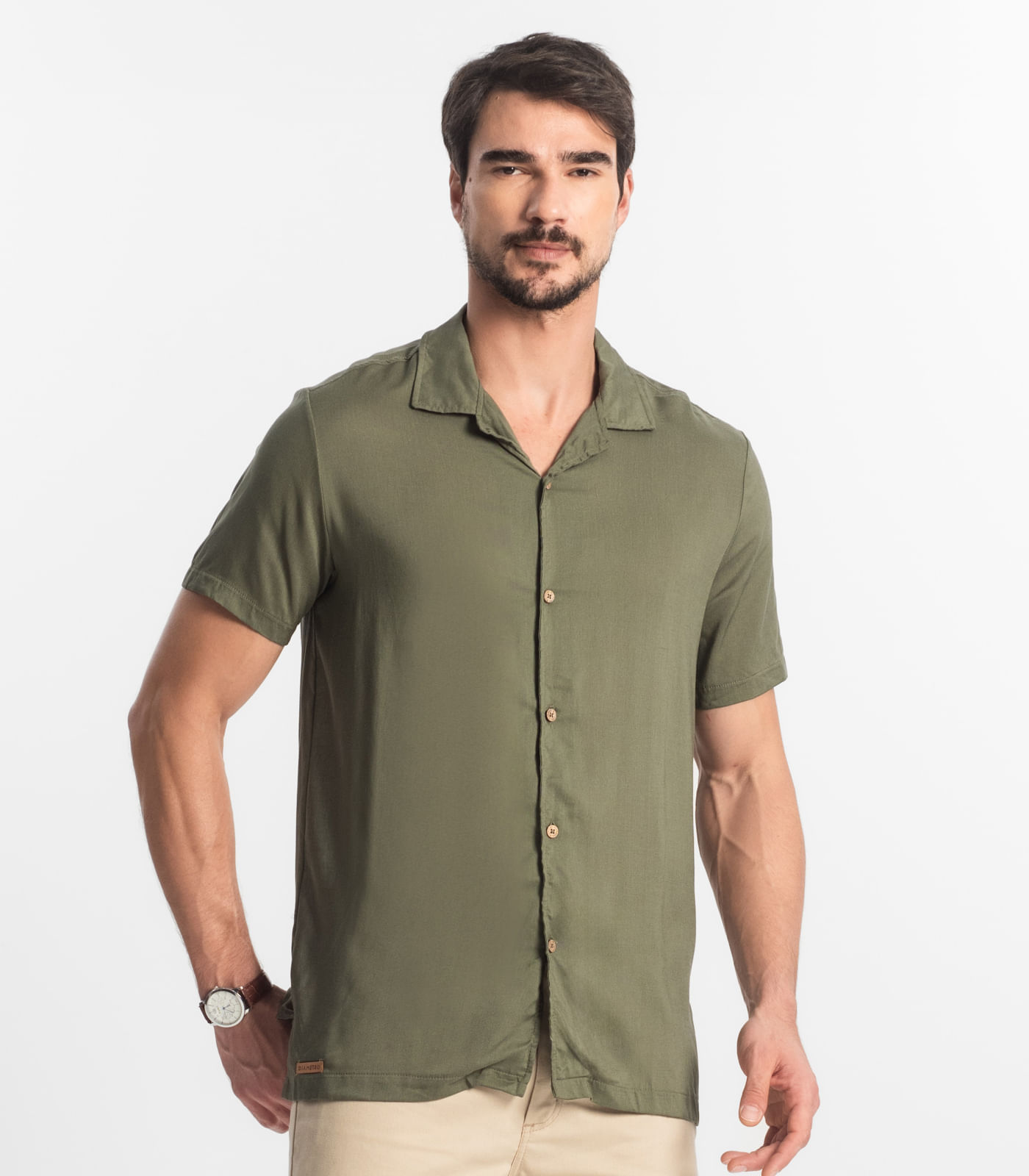 Camisa Masculina Viscolinho Diametro Verde - Imagem 2