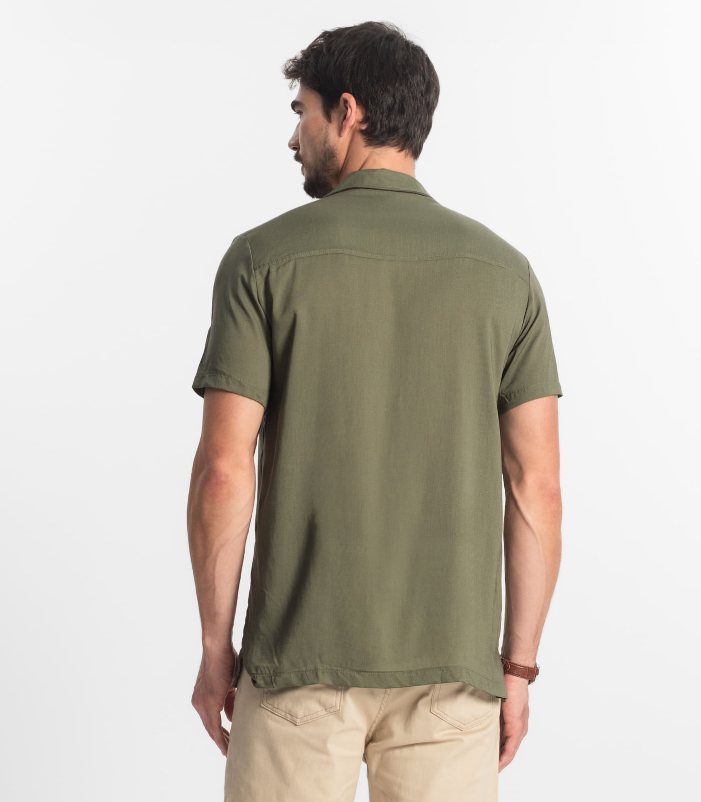 Camisa Masculina Viscolinho Diametro Verde - Imagem 3