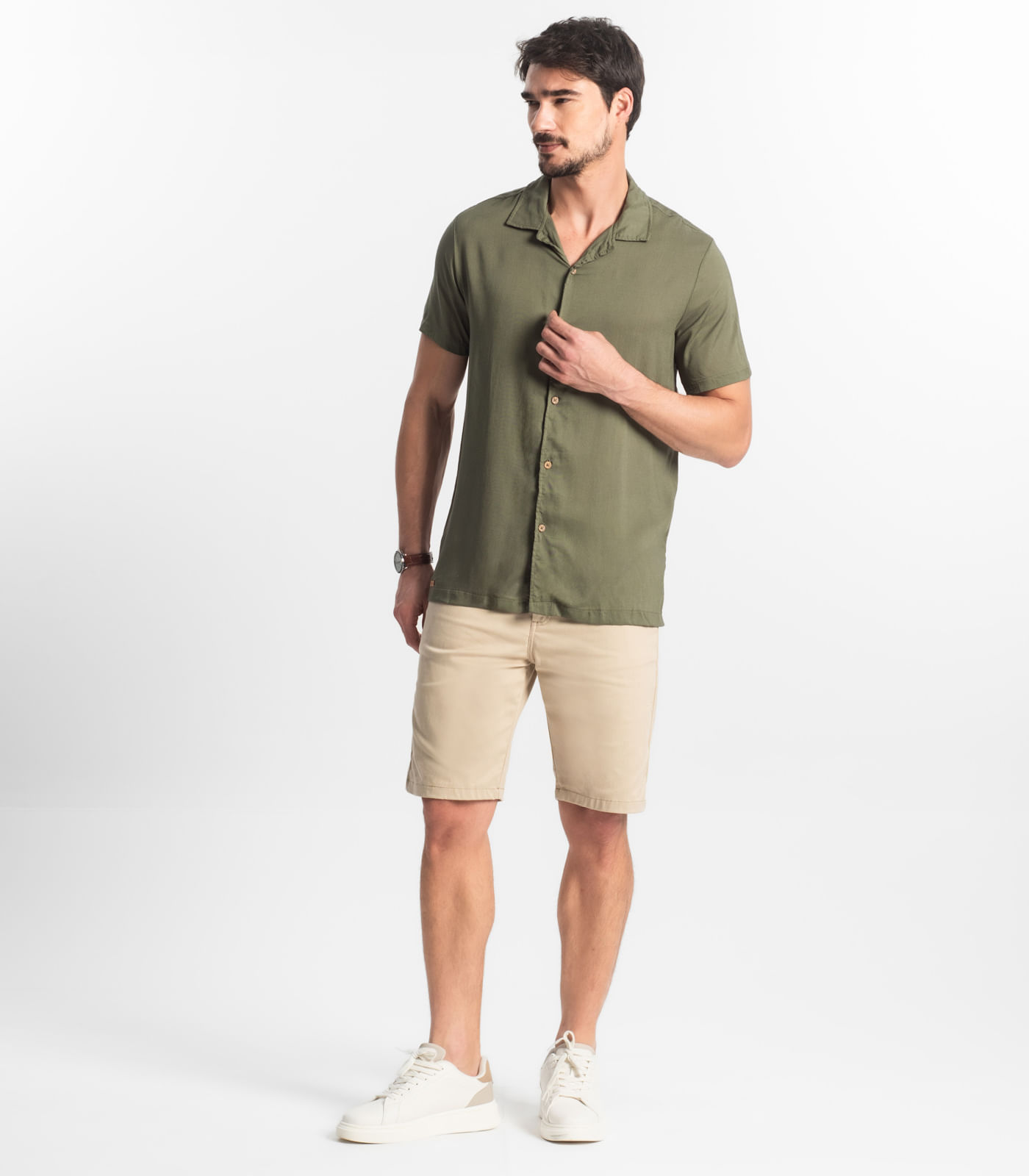 Camisa Masculina Viscolinho Diametro Verde - Imagem 4